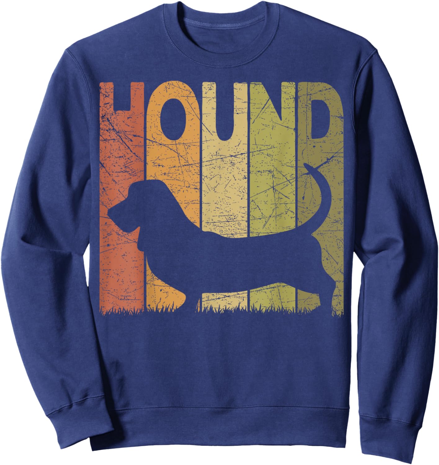 Basset Hound Vintage Basset Dog Retro Dog Lover Sweatshirt - Sweatshirt | Navy