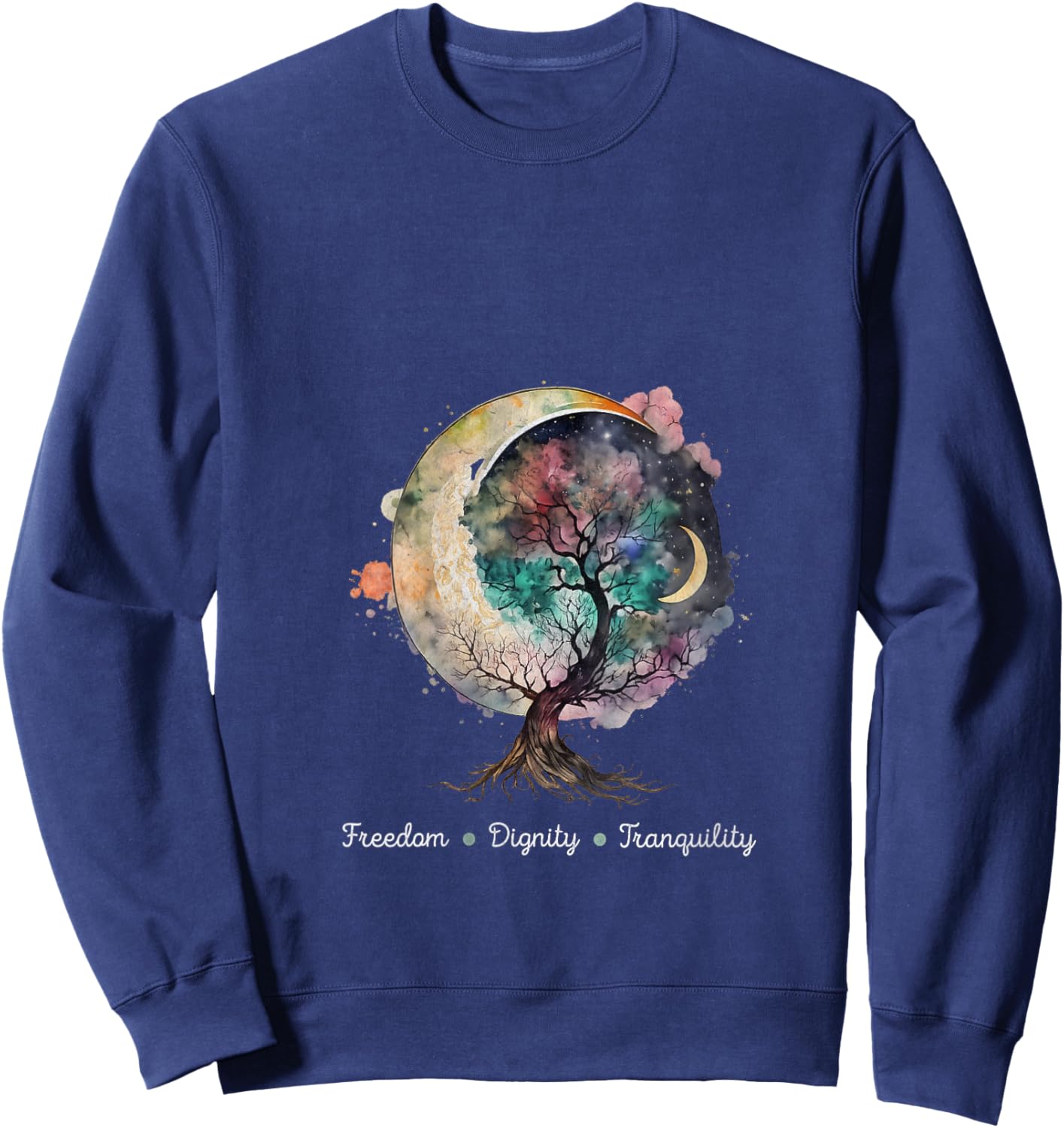Women's Freedom Dignity Tranquility V-Neck Sweatshirt - Sweatshirt | Navy