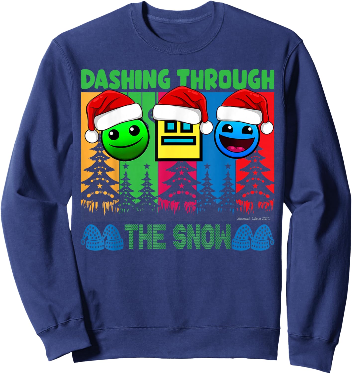 Geometry Dashing Through The Snow Sleep Dash Game Christmas Sweatshirt - Sweatshirt | Navy