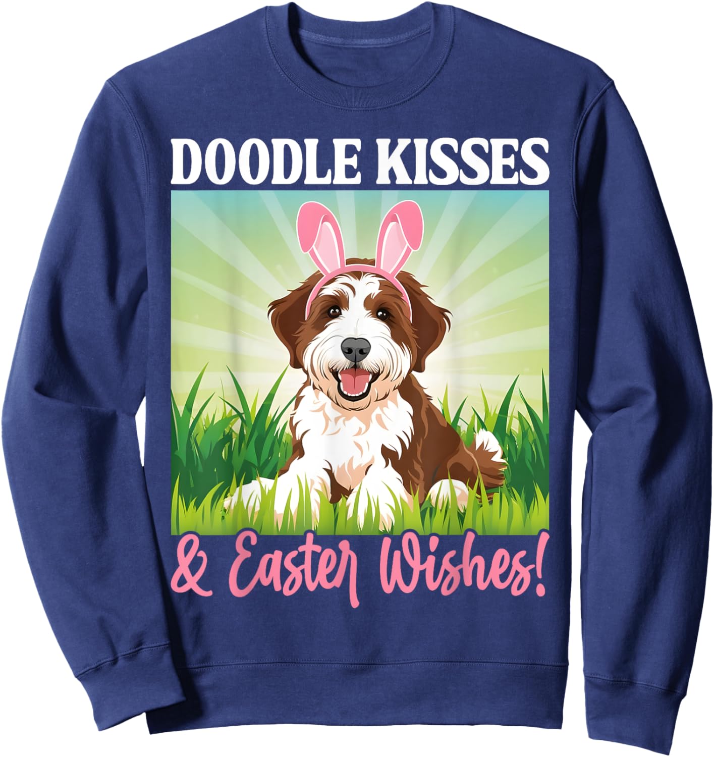 Easter Doodle Bunny Kisses Spring Dog Pet Lover Sweatshirt - Sweatshirt | Navy