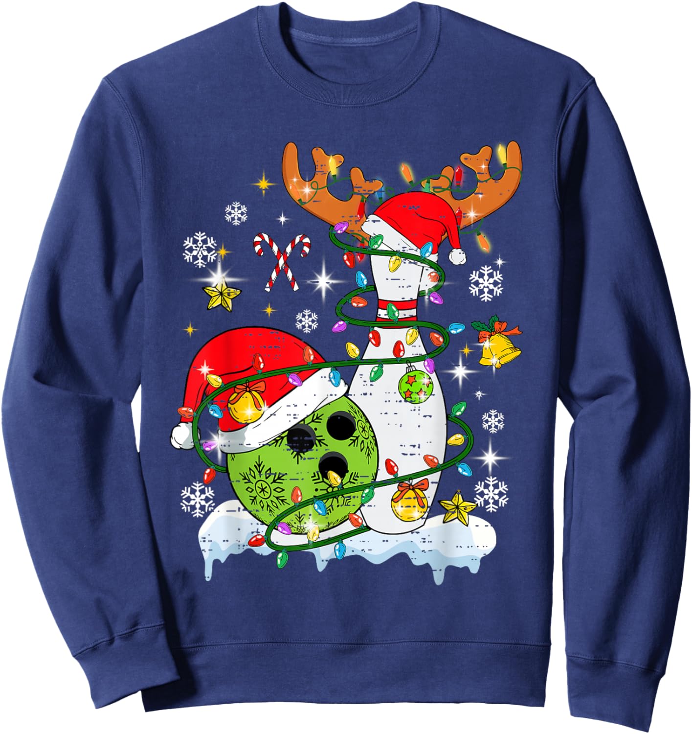 Christmas Bowling Hat Santa Bowler Xmas Sport Men Women Kids Sweatshirt - Sweatshirt | Navy