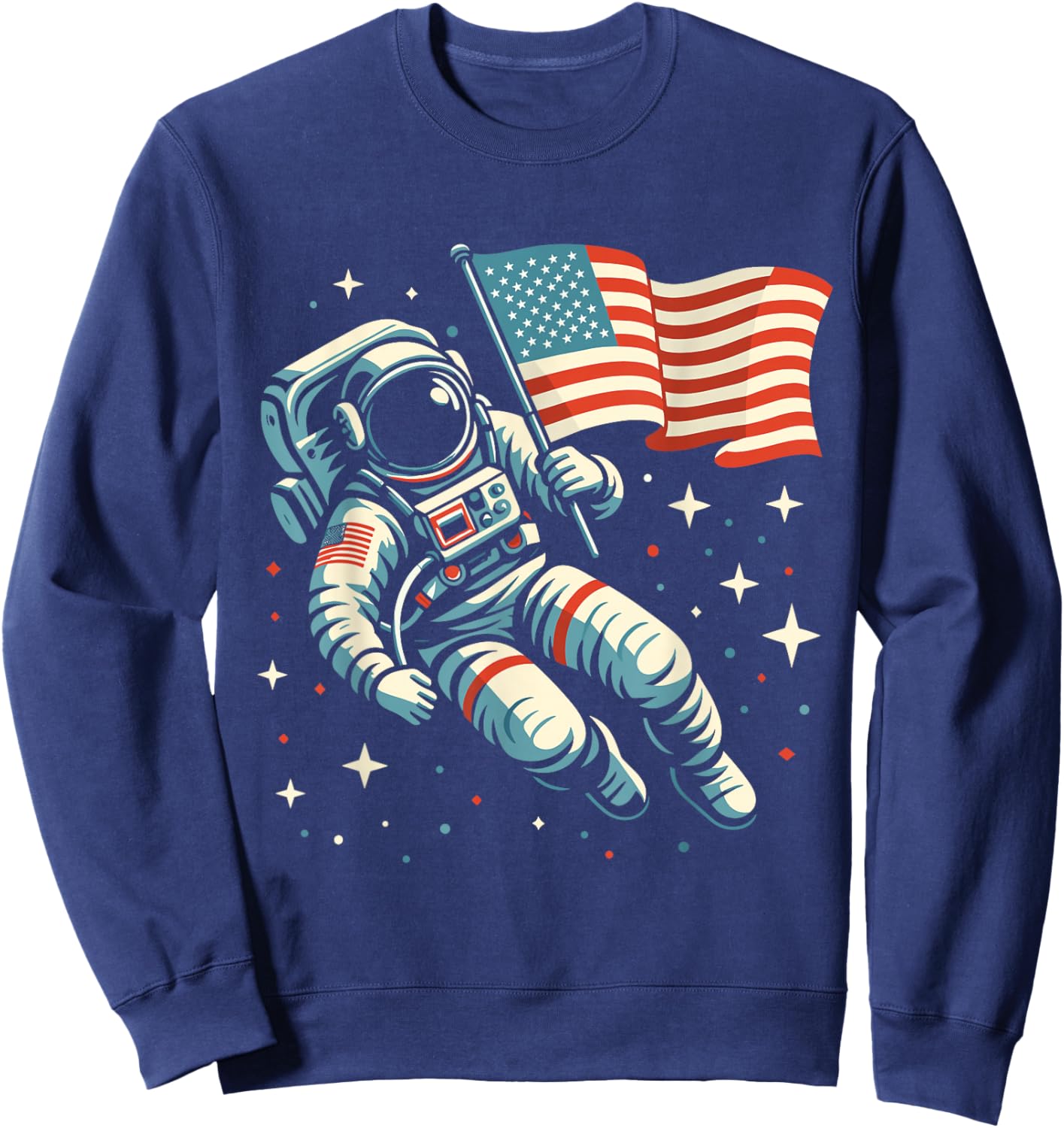 Funny 4th Of July Astronaut USA Patriotic American Flag Kids Men Sweatshirt - Sweatshirt | Navy