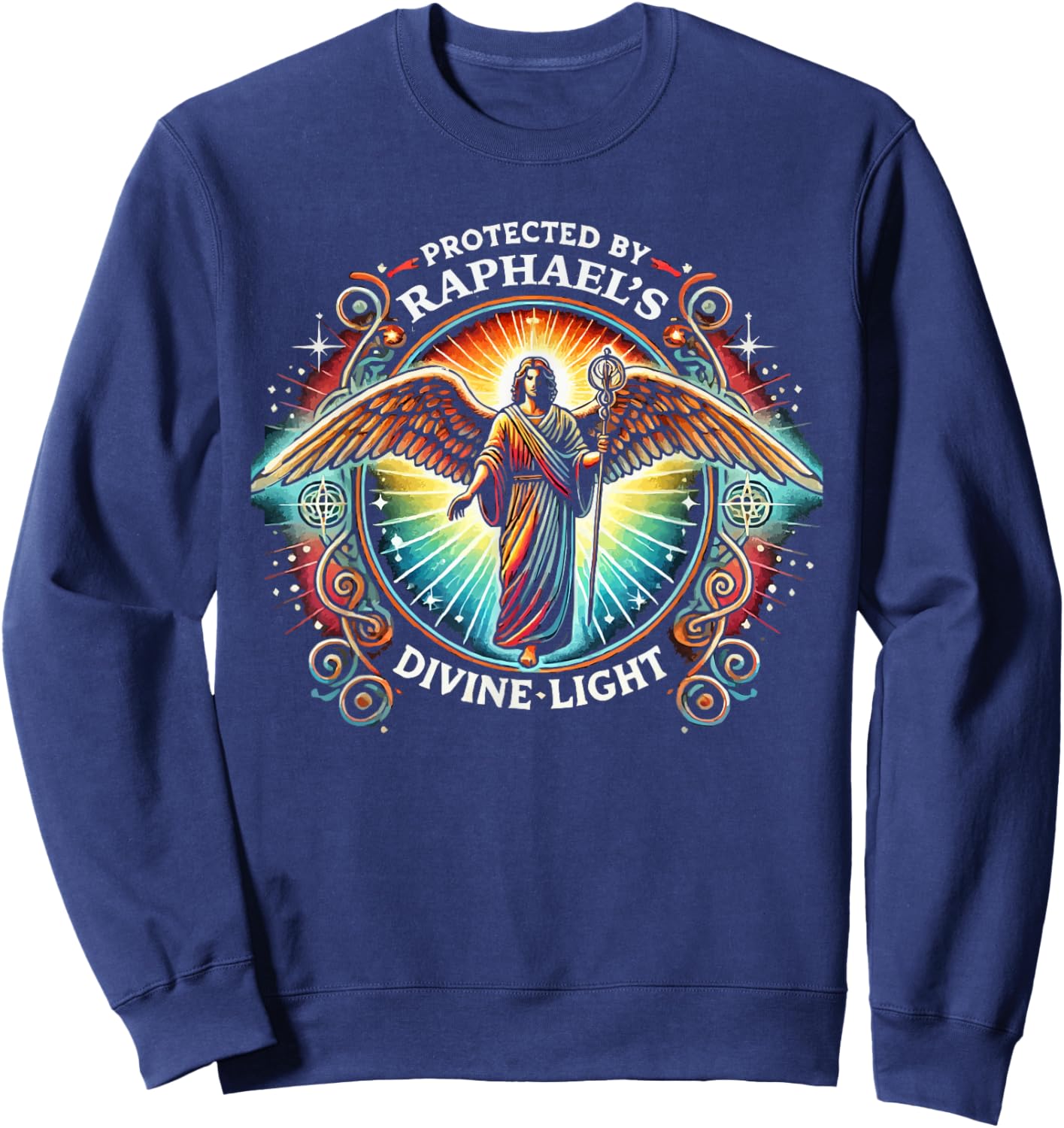 Archangel Raphael Catholic Christianity Guardian Angel Sweatshirt - Sweatshirt | Navy