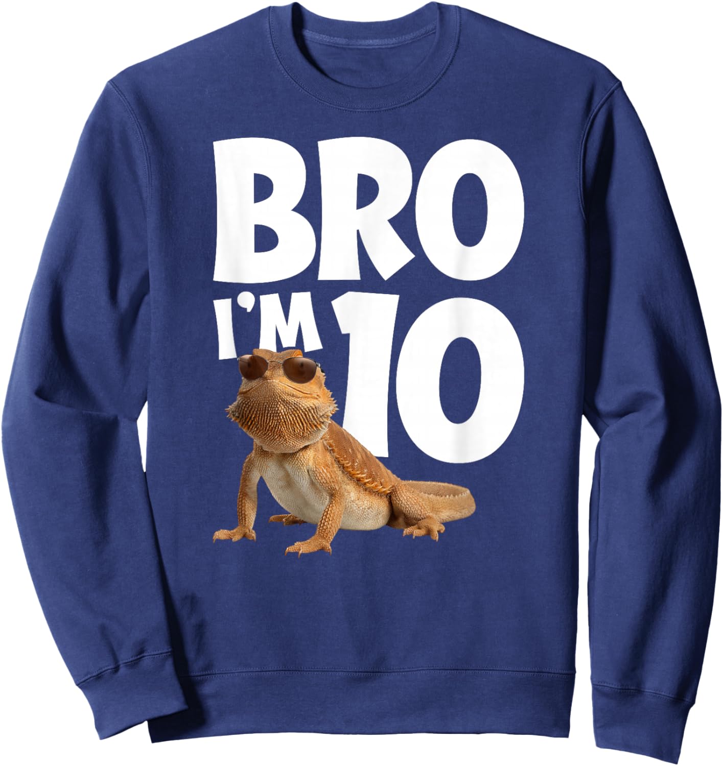 10th Reptile Birthday Ten Year Old Bearded Dragon Birthday Sweatshirt - Sweatshirt | Navy