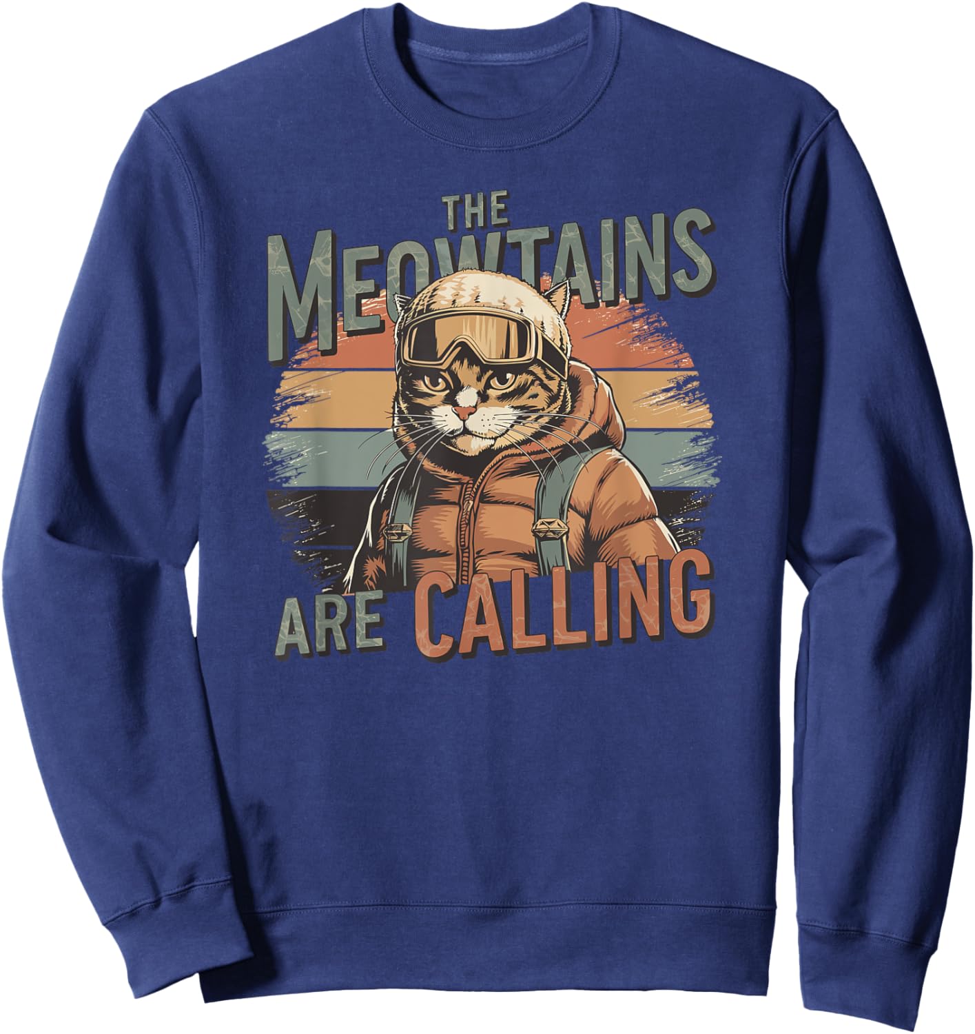 The meowtains are calling Cat Snowboard Ski Men Women Kids Sweatshirt - Sweatshirt | Navy