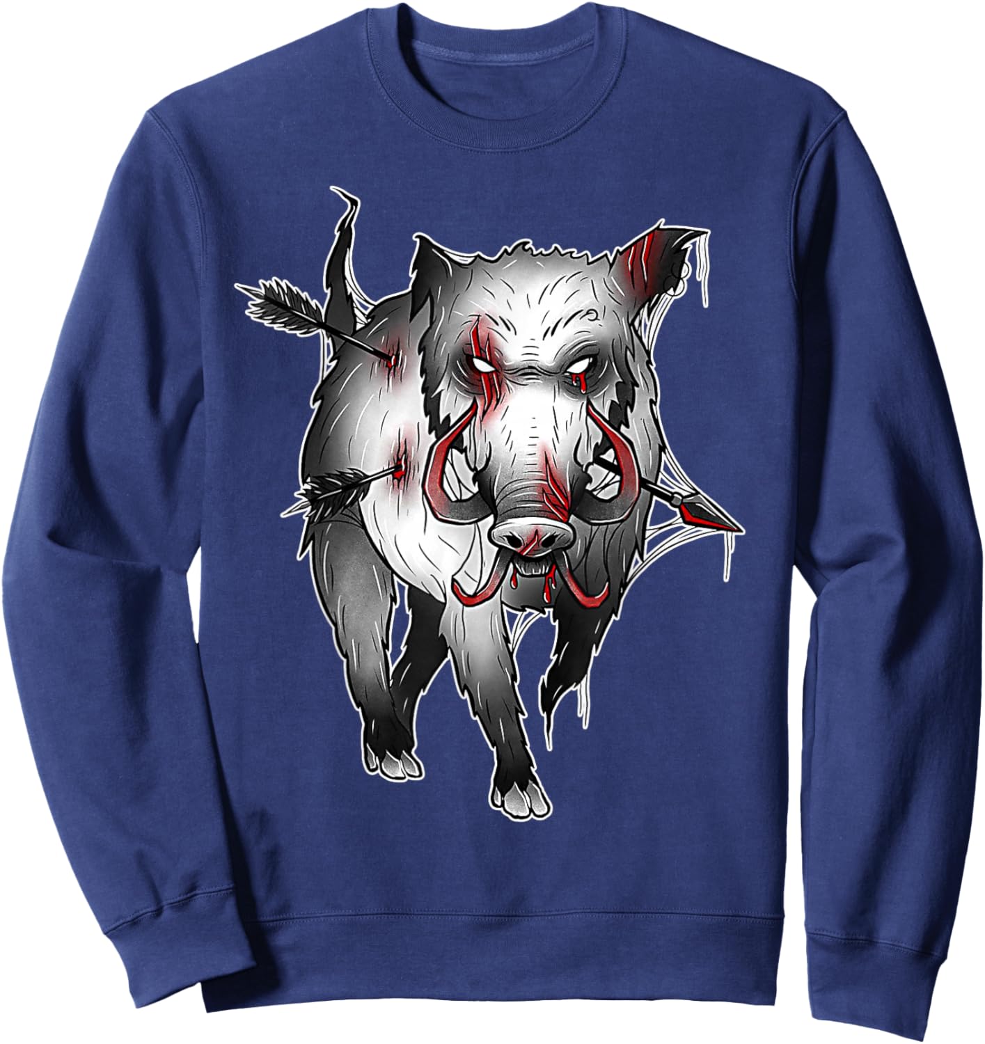 Wild Boar Zombie Hog Creepy Pig Sweatshirt - Sweatshirt | Navy