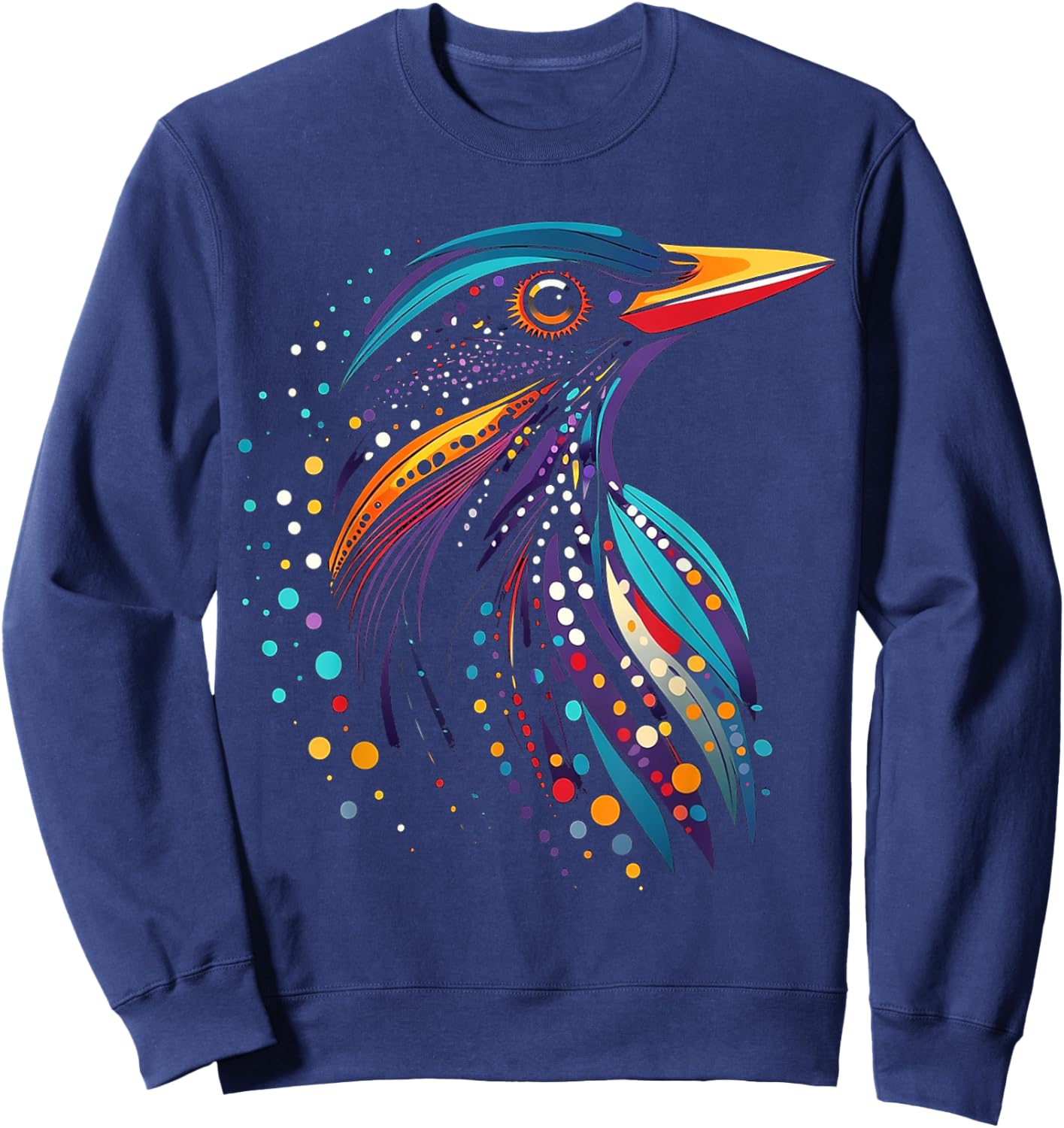 Starling Bird Motif Animal Illustration Starling Sweatshirt - Sweatshirt | Navy