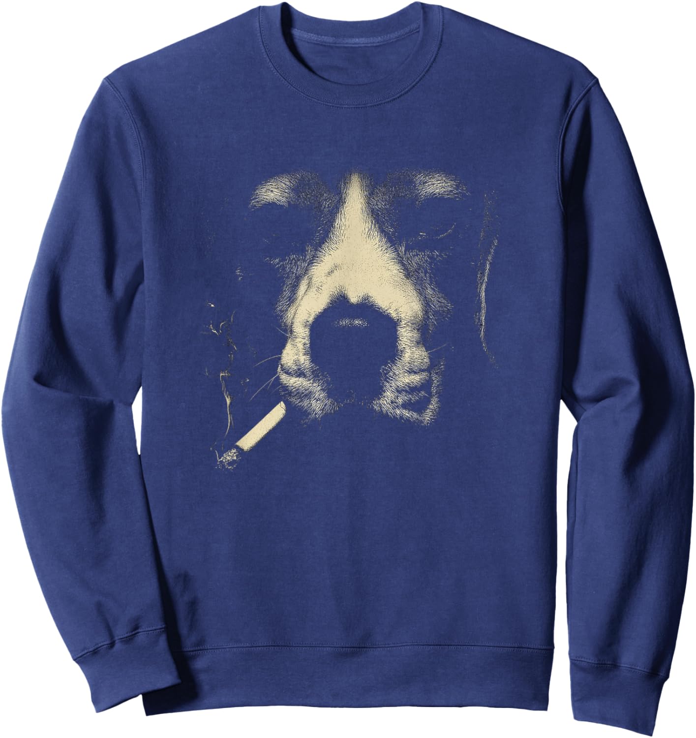 Smoking Dog Face with Cigarette Abstract Minimal Sweatshirt - Sweatshirt | Navy