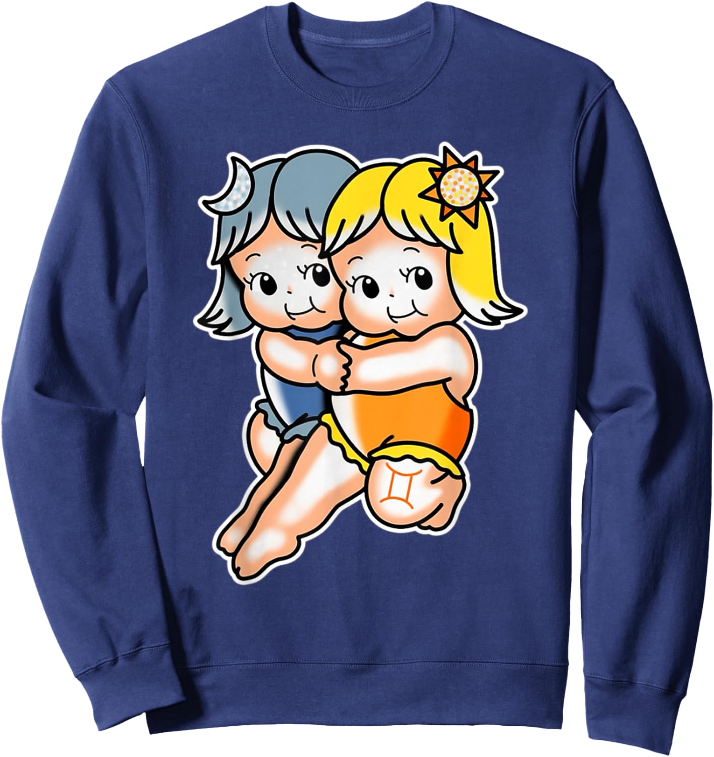 Kewpie Baby Gemini Zodiac Twins Sun Moon Sweatshirt - Sweatshirt | Navy