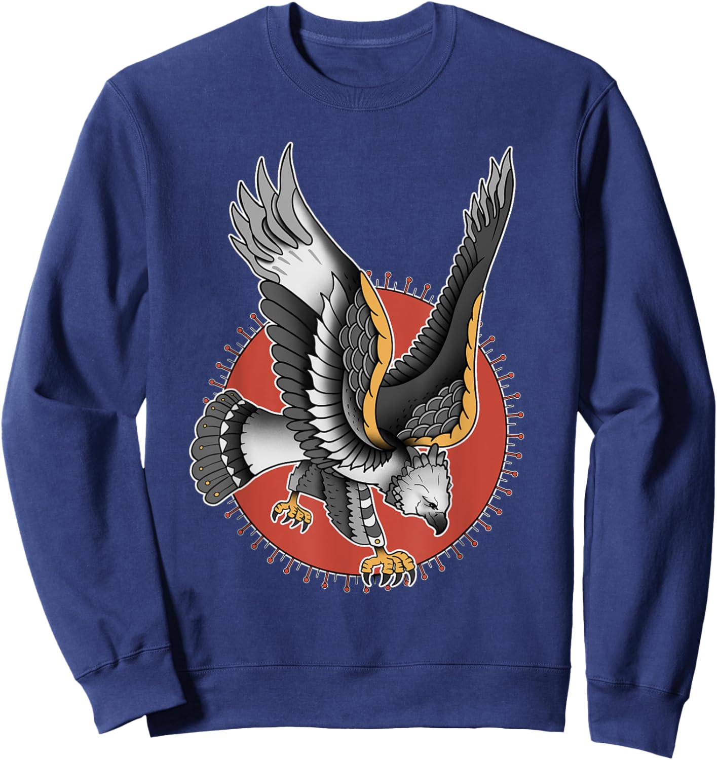 Vintage American Traditional Harpy Eagle Tattoo Sweatshirt - Sweatshirt | Navy
