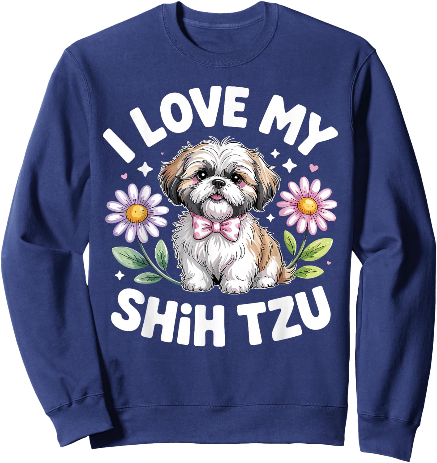 Funny Shih Tzu Art Women Kids Puppy Shih Tzu Lover Sweatshirt - Sweatshirt | Navy