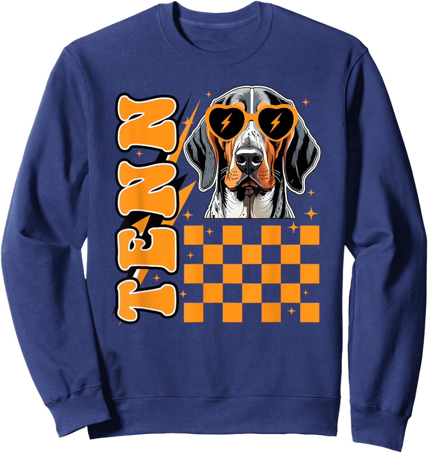 Tennessee Orange White Hound Dog Vintage, TN Orange Blooded Men Women Kids Sweatshirt - Sweatshirt | Navy