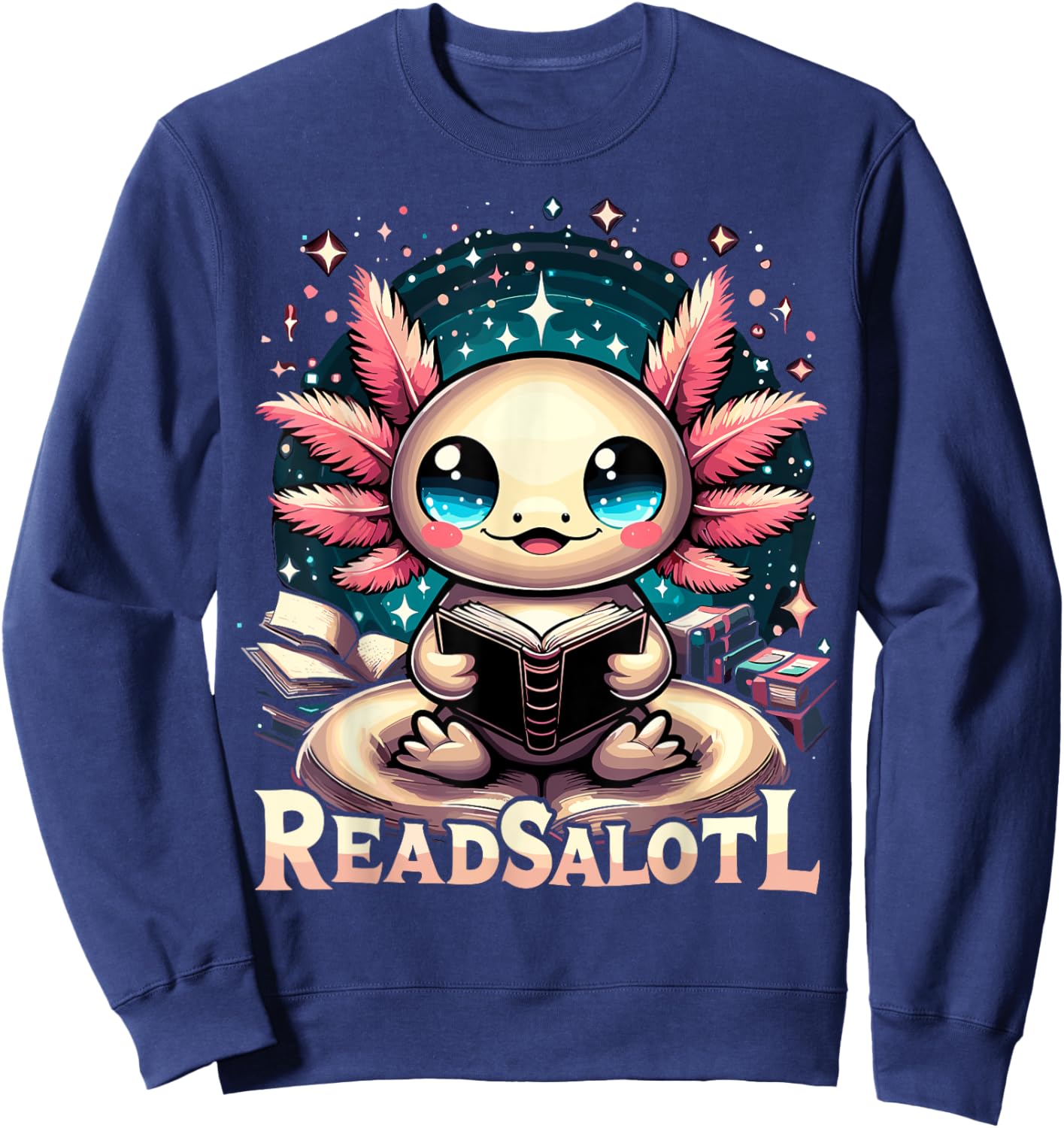 Axolotl Books Lover Readsalotl Reading Bookworm Sweatshirt - Sweatshirt | Navy