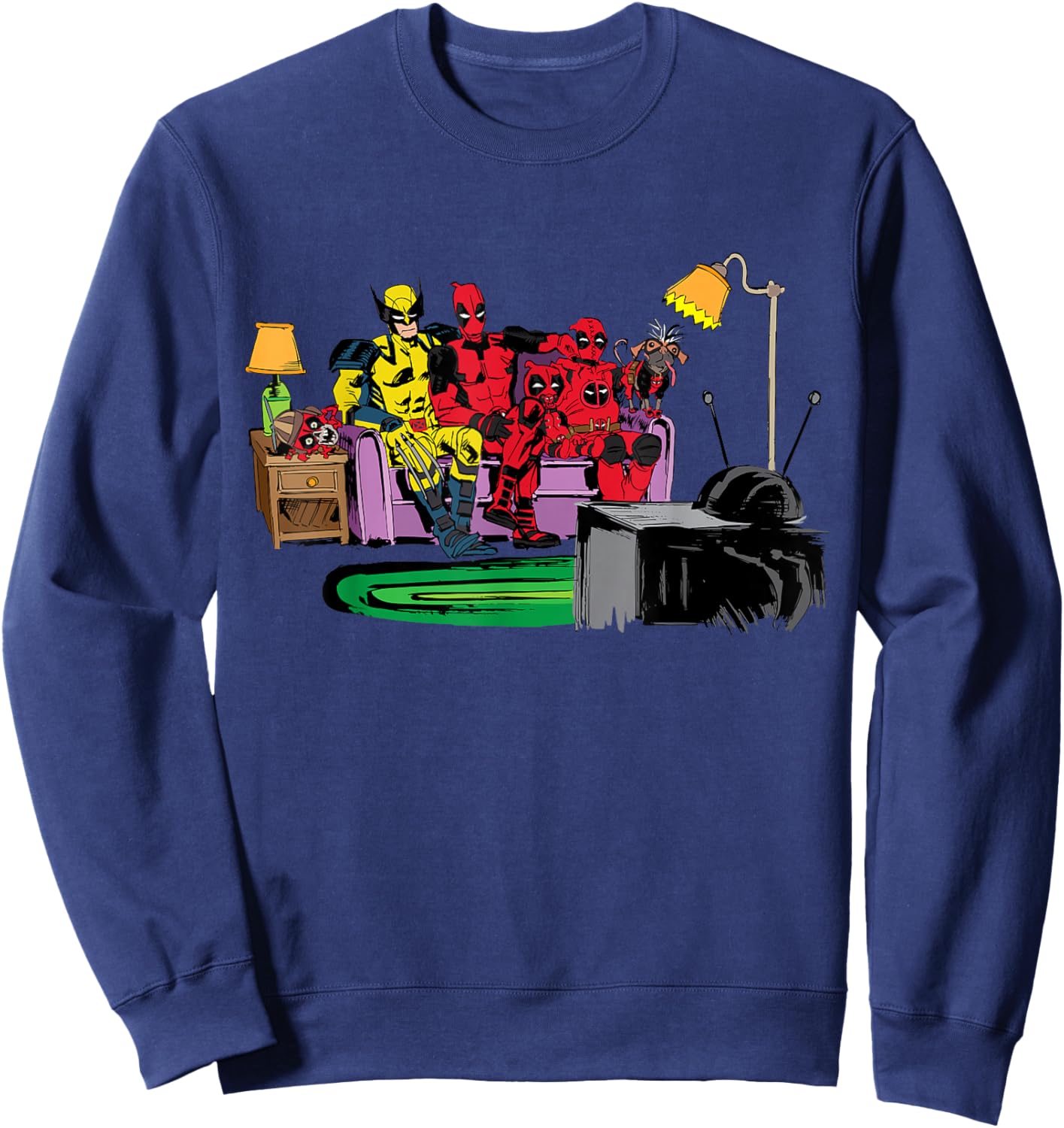 Marvel Deadpool & Wolverine The Simpsons Couch Gag Homage Sweatshirt - Sweatshirt | Navy