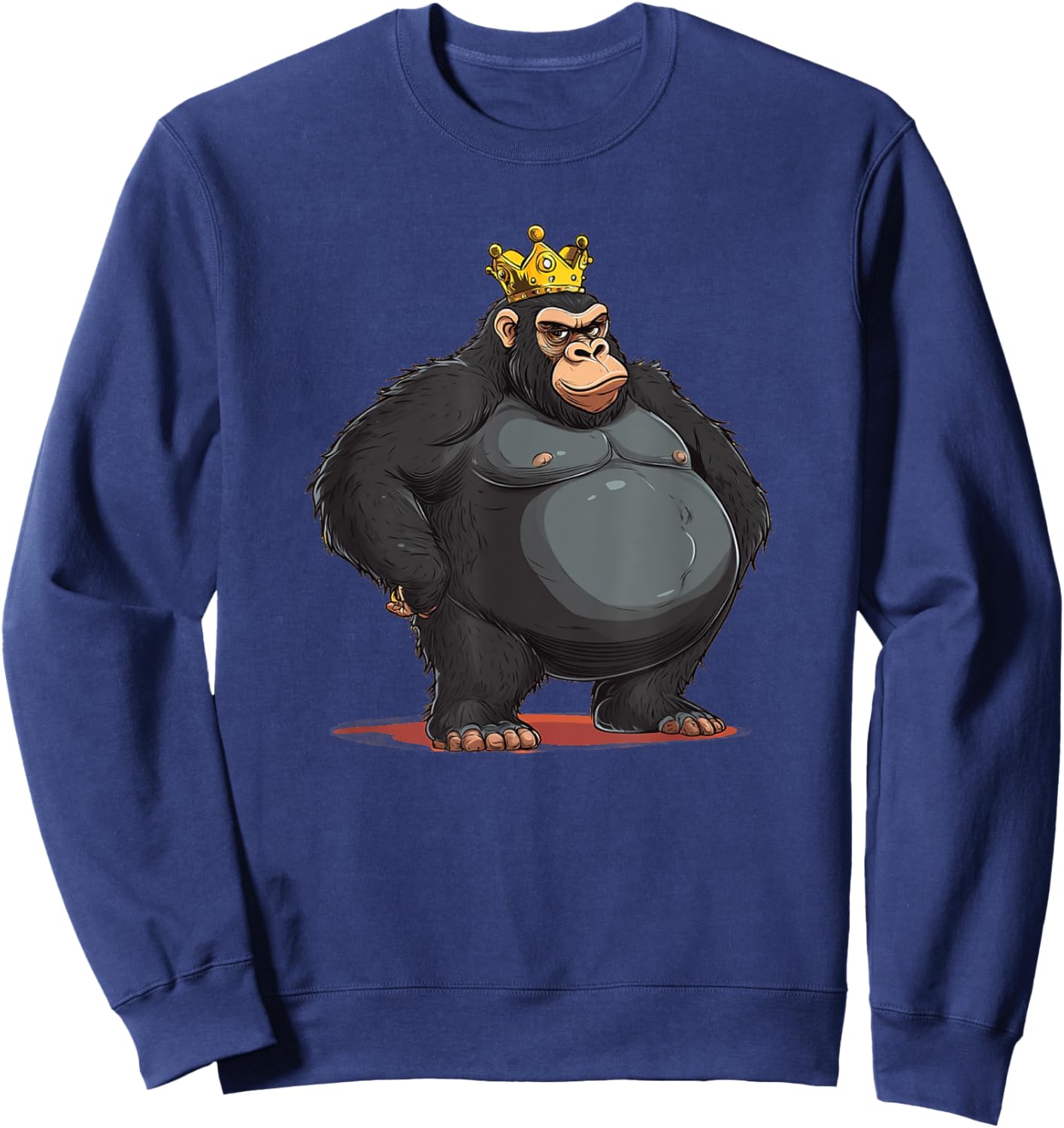 Fat Gorilla Monarch with Crown for a Royal Look Sweatshirt - Sweatshirt | Navy