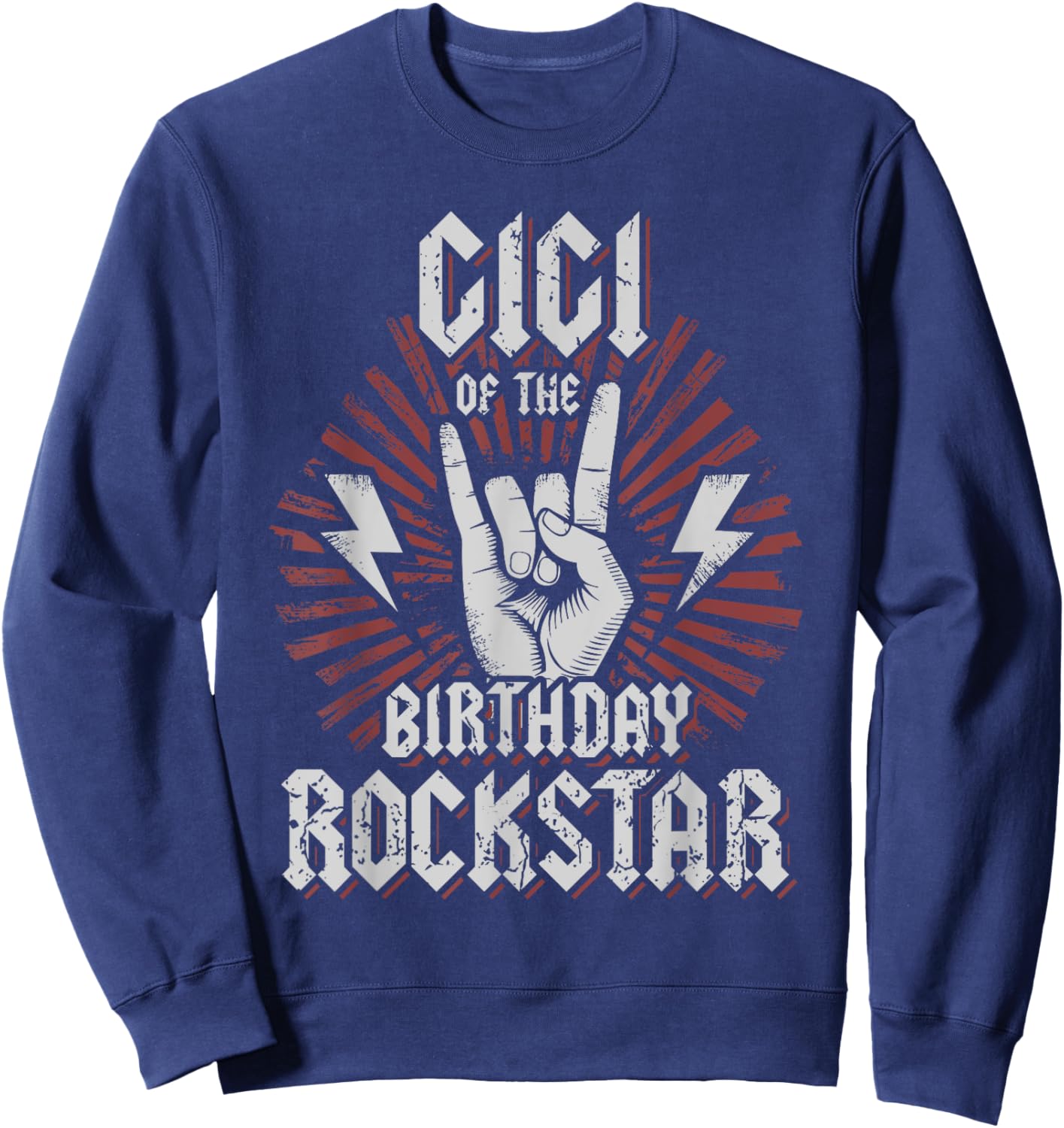 Gigi of the Birthday Rockstar Matching Rocker Rock Star Sweatshirt - Sweatshirt | Navy