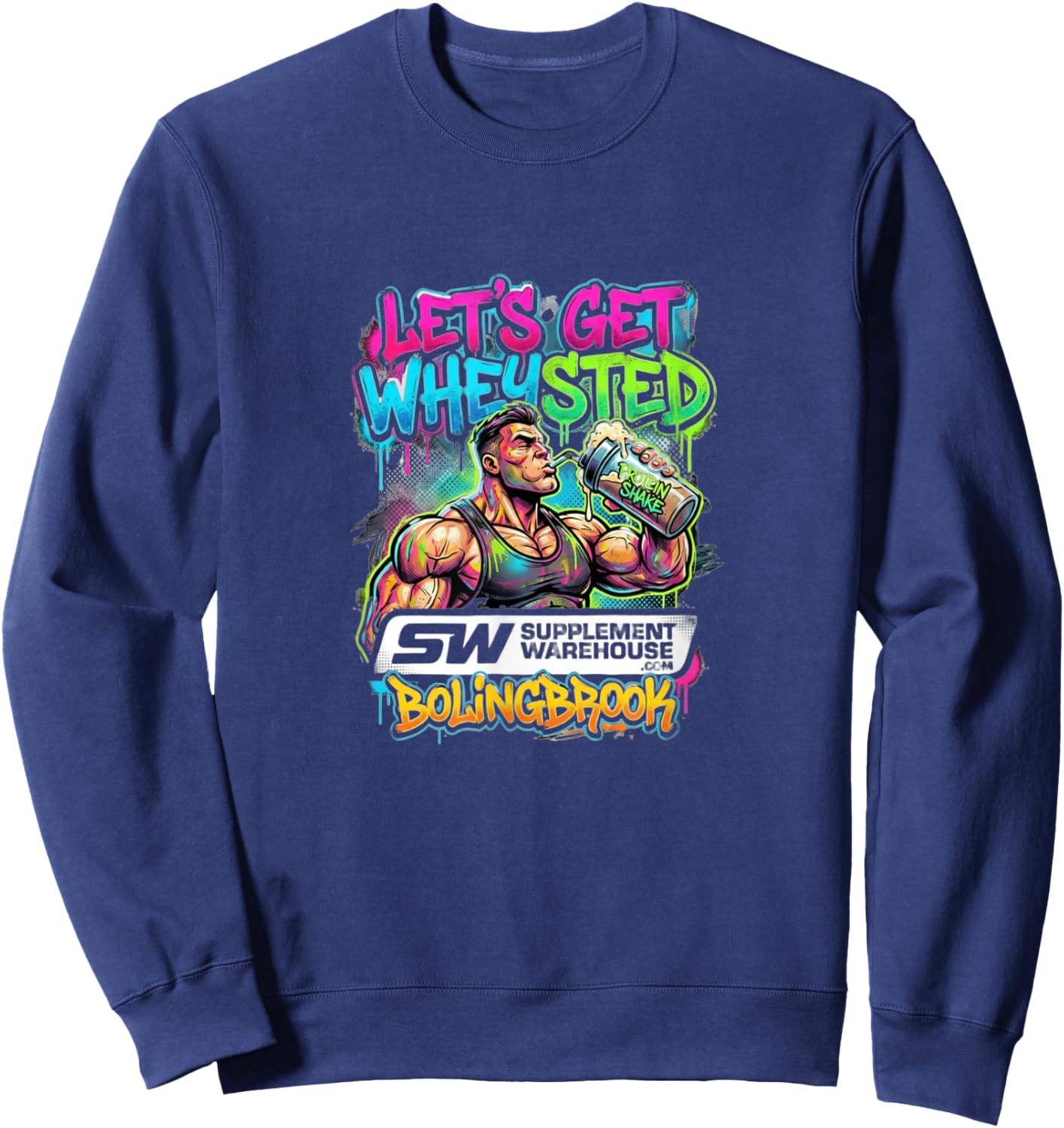 Whey Protein Funny Bodybuilding Supplement Warehouse Design Sweatshirt - Sweatshirt | Navy