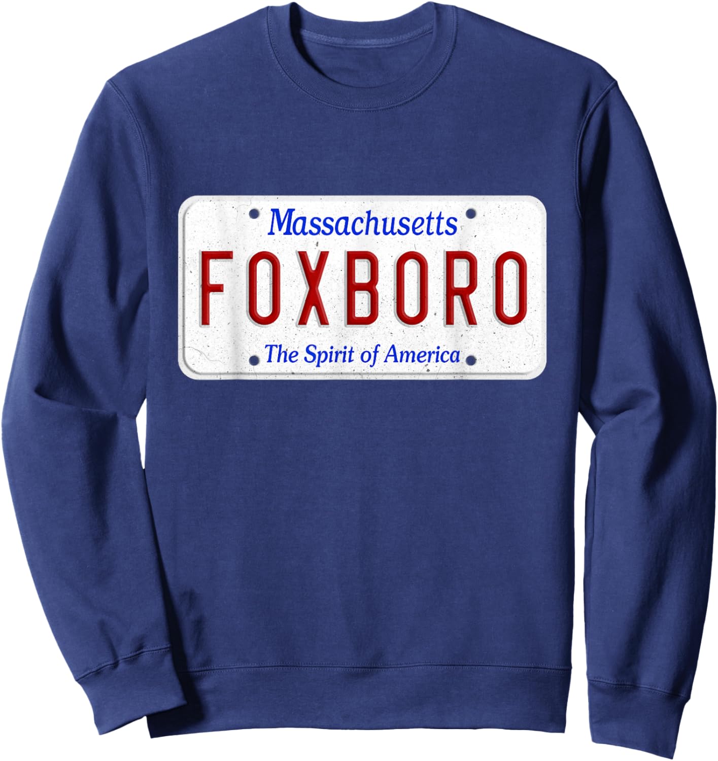 Foxboro Boston Massachusetts License Plate Sports Graphic Sweatshirt - Sweatshirt | Navy