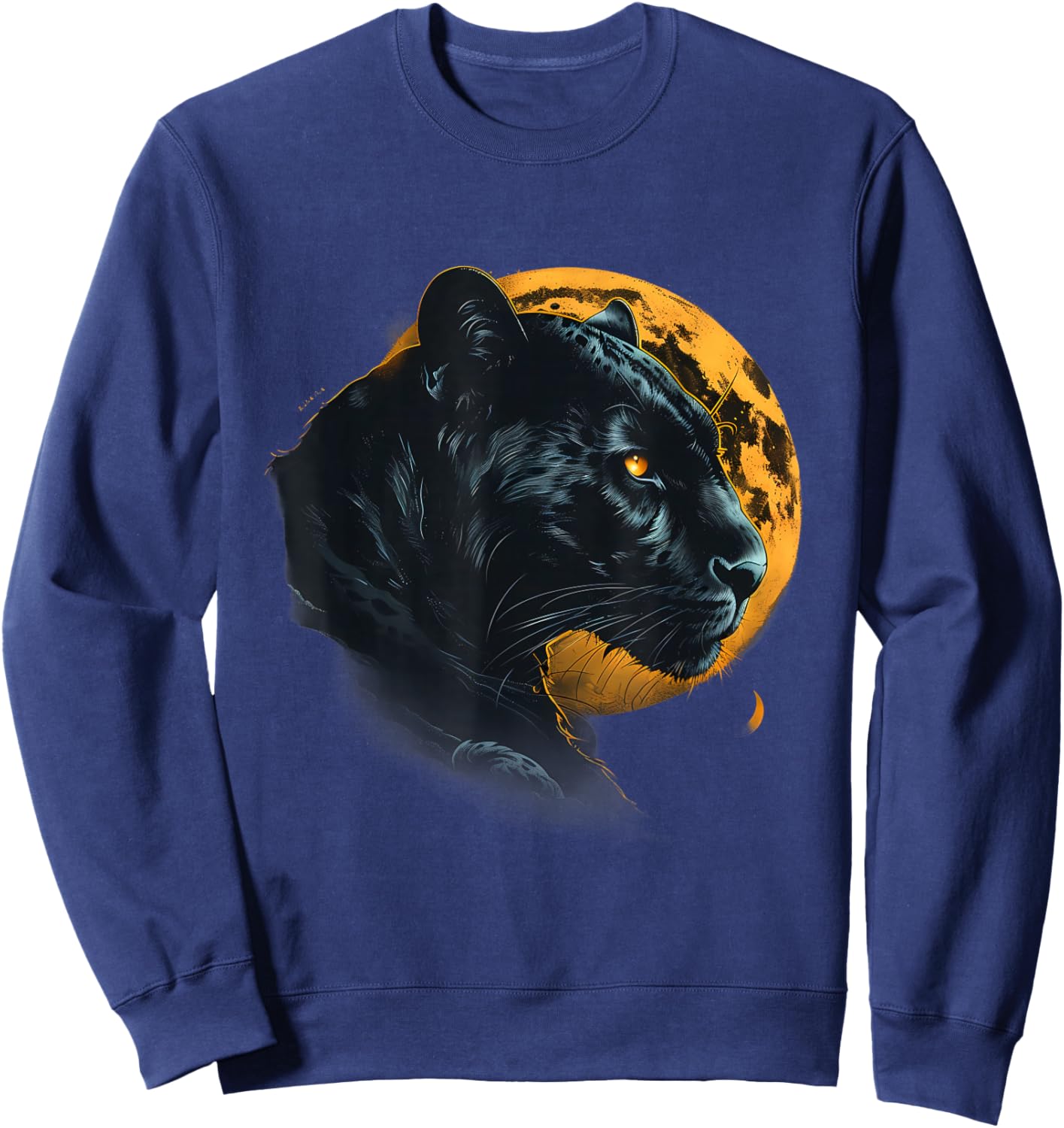 Panther Portrait Moon Panther Lover Tropical Animal Art Sweatshirt - Sweatshirt | Navy