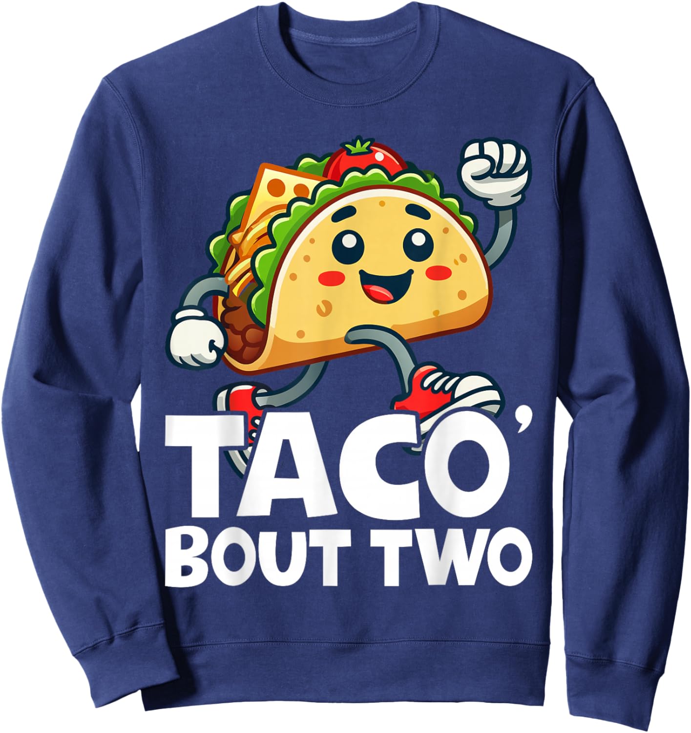 Taco Bout Two Mexican 2 year old Boy Girls Second Birthday Sweatshirt - Sweatshirt | Navy