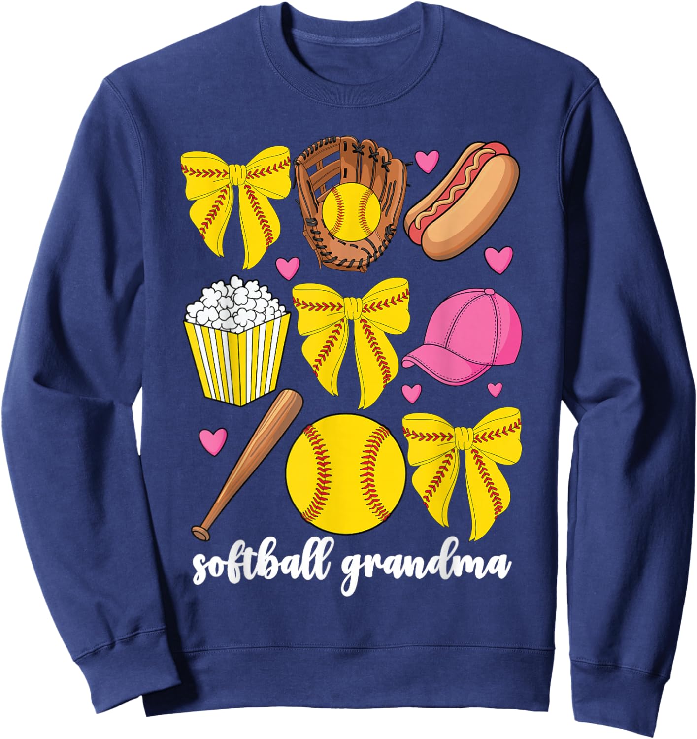 Softball Grandma Softball Coquette Bow Mothers Day Sweatshirt - Sweatshirt | Navy