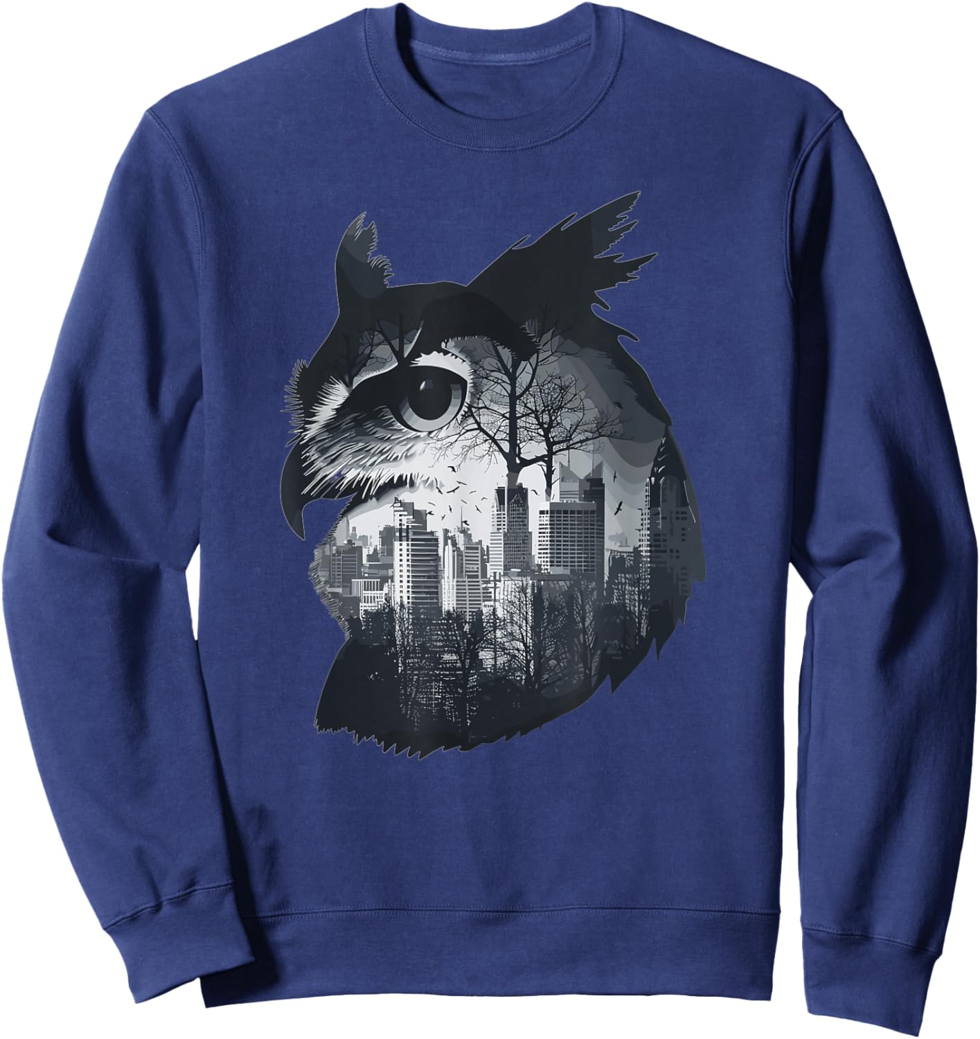 Aesthetic City Owl Sweatshirt - Sweatshirt | Navy