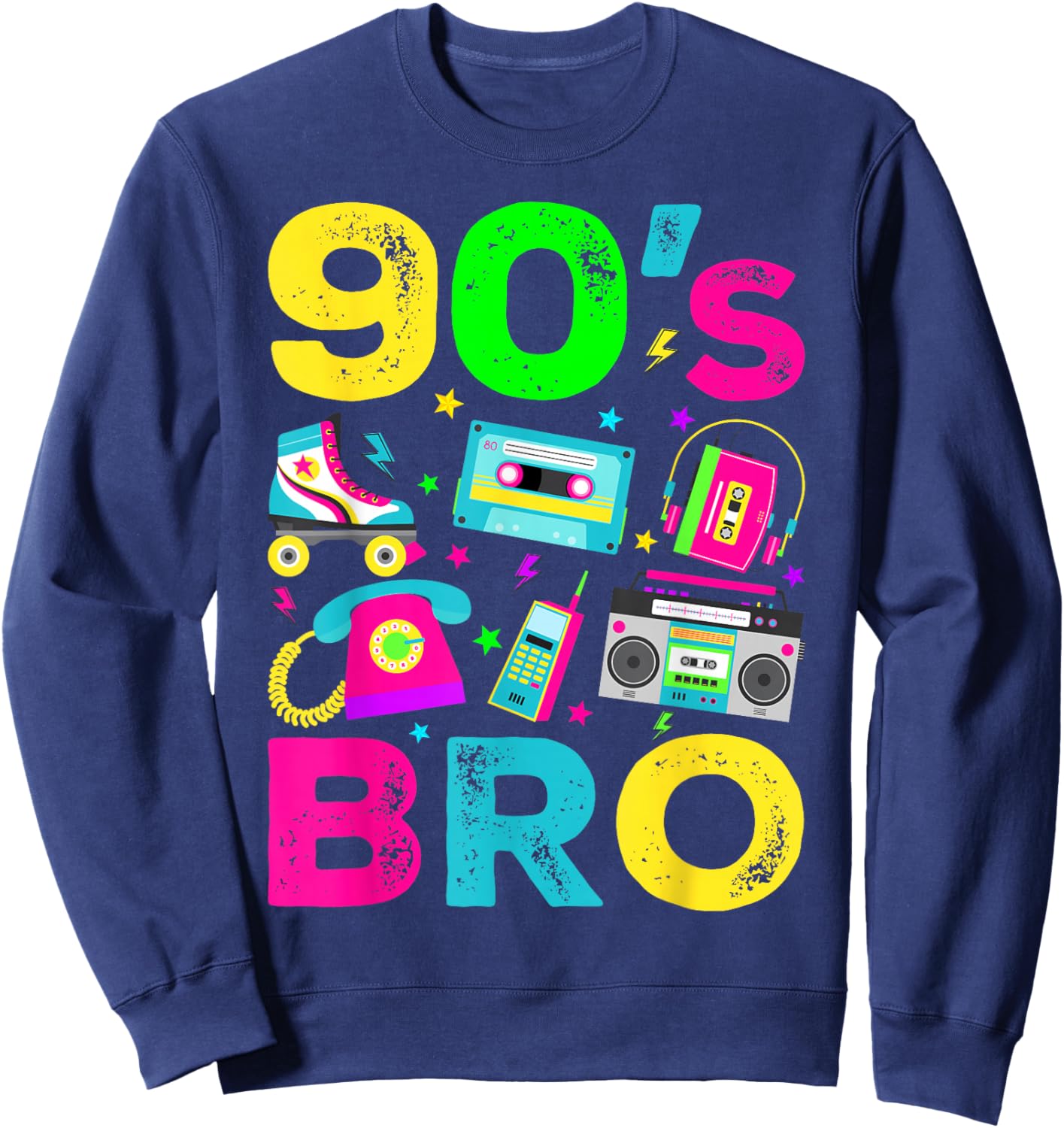 90s Bro 1990s Vintage Style Nineties Retro Party Sweatshirt - Sweatshirt | Navy