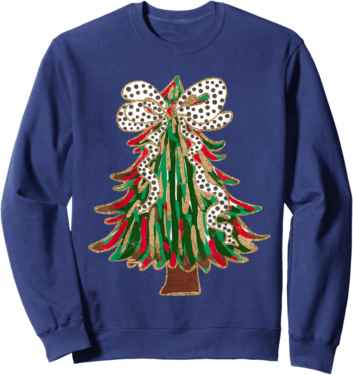 Funny Christmas Outfit Women Kids Christmas Tree Coquette Bow Xmas Pajamas Teens Girls Sweatshirt - Sweatshirt | Navy