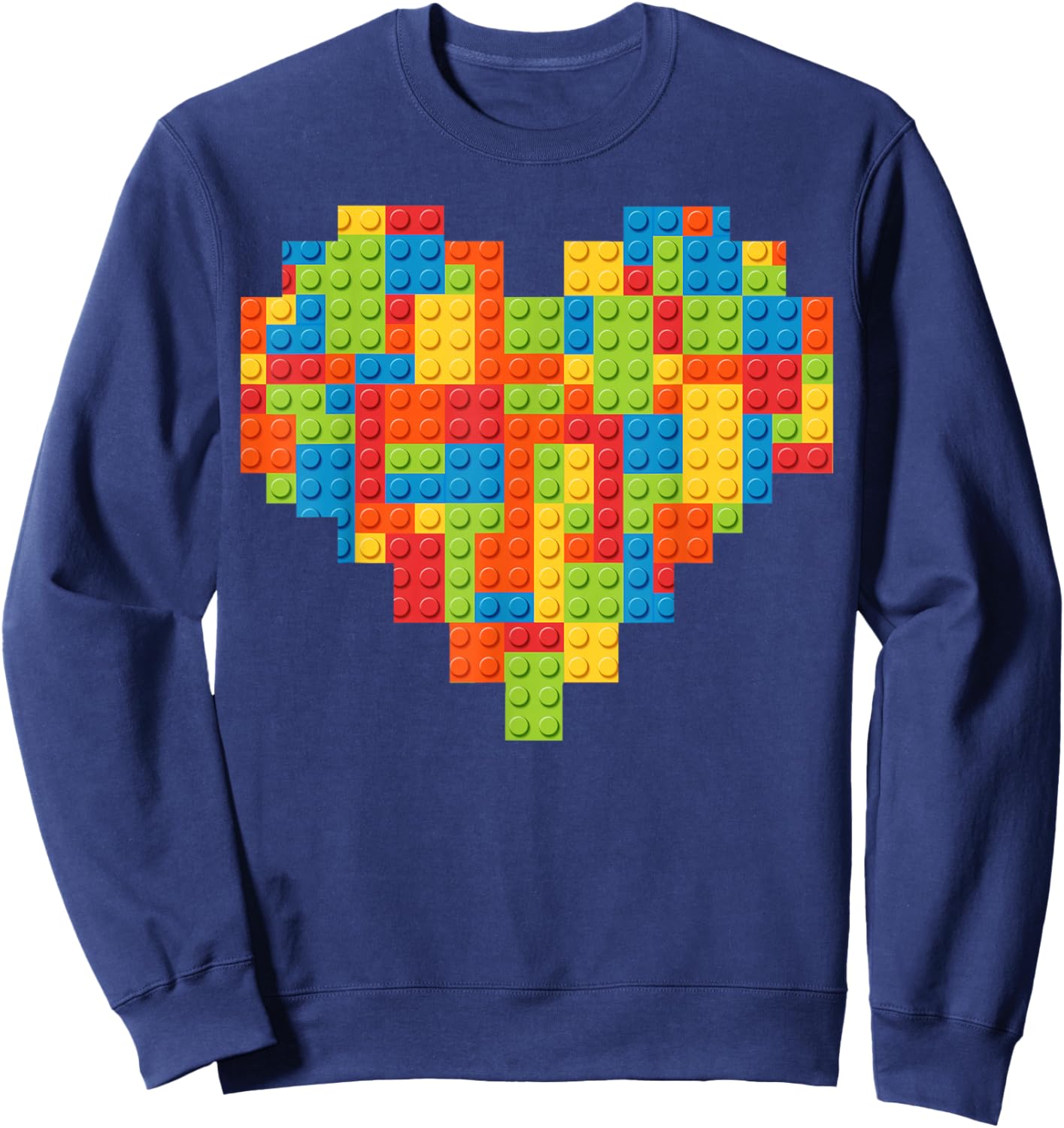 Brick Builder Heart Valentines Block Building Master Builder Sweatshirt - Sweatshirt | Navy