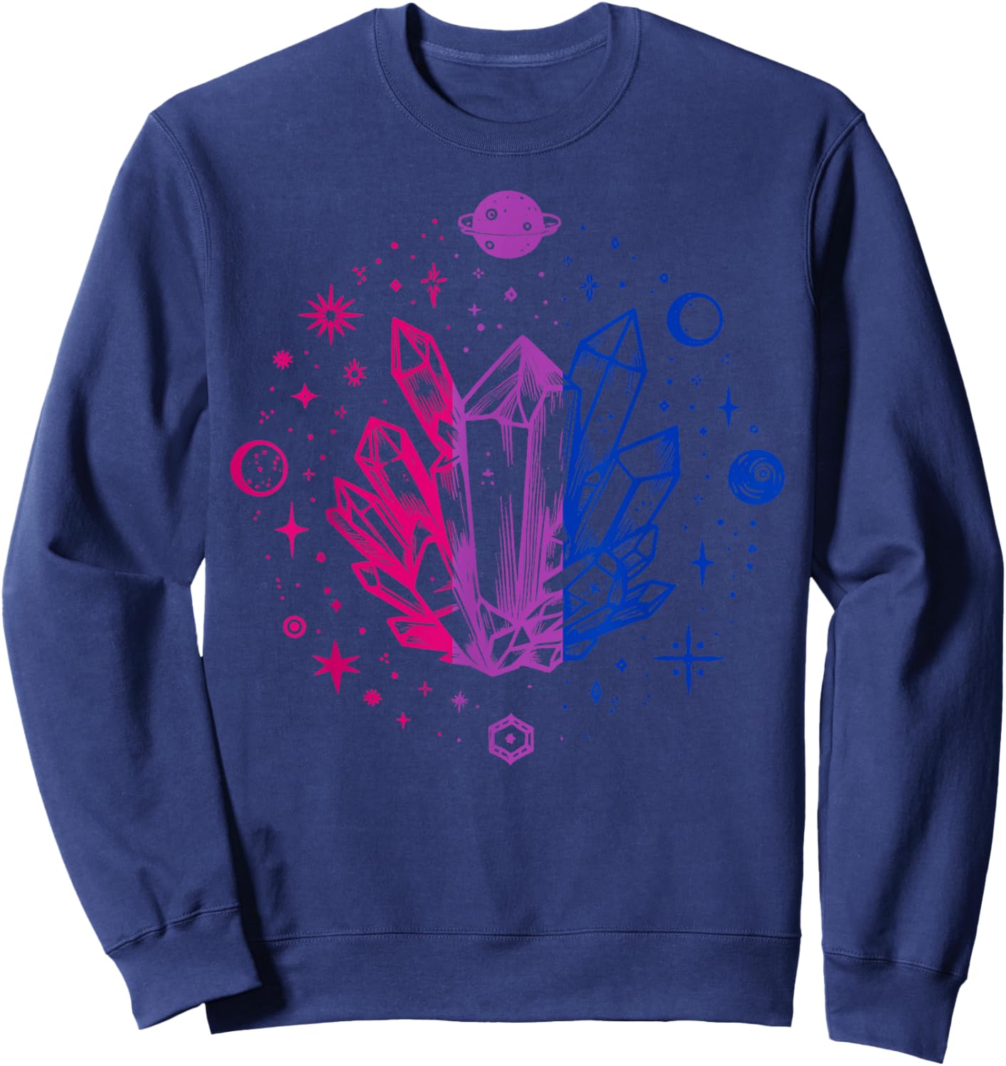 Celestial Bisexual Crystals with Cosmic Pride Energy Sweatshirt - Sweatshirt | Navy
