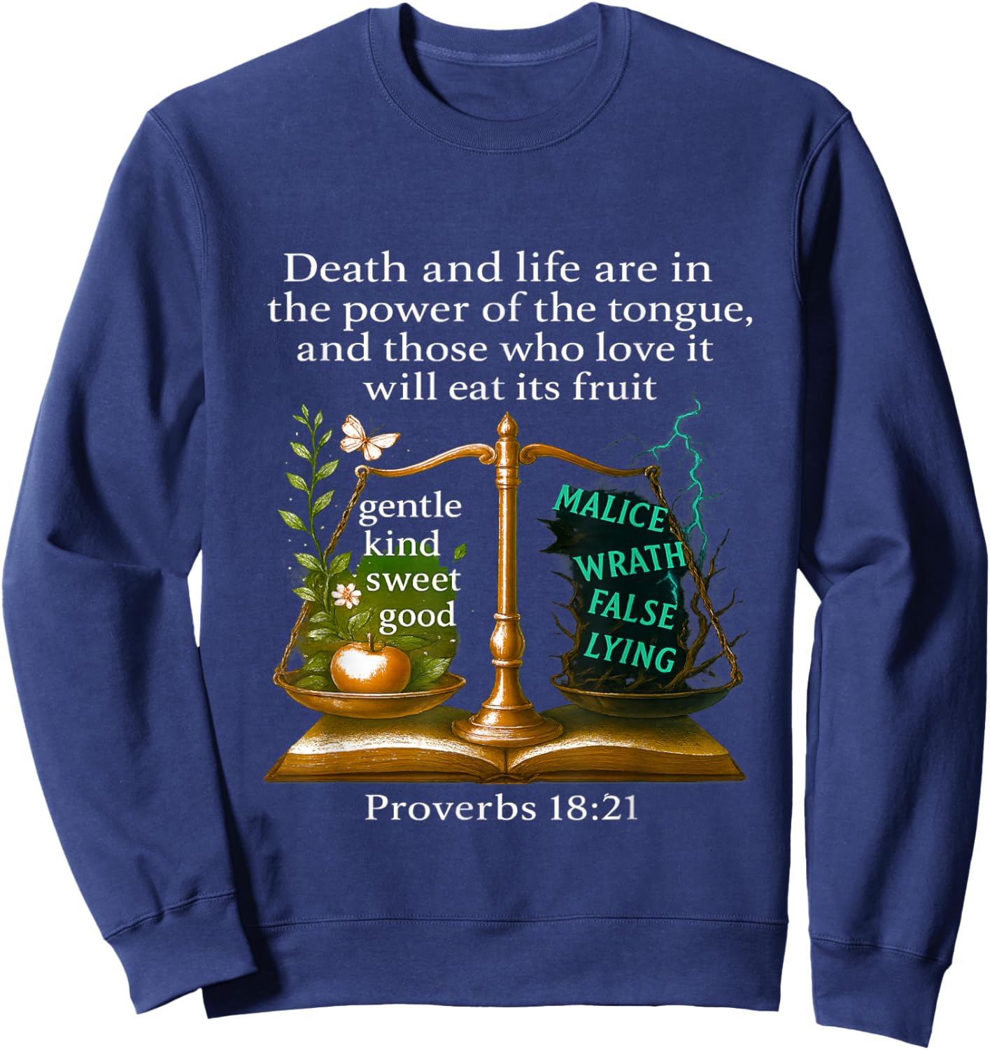Proverbs 18:21 Bible Verse Sweatshirt - Sweatshirt | Navy