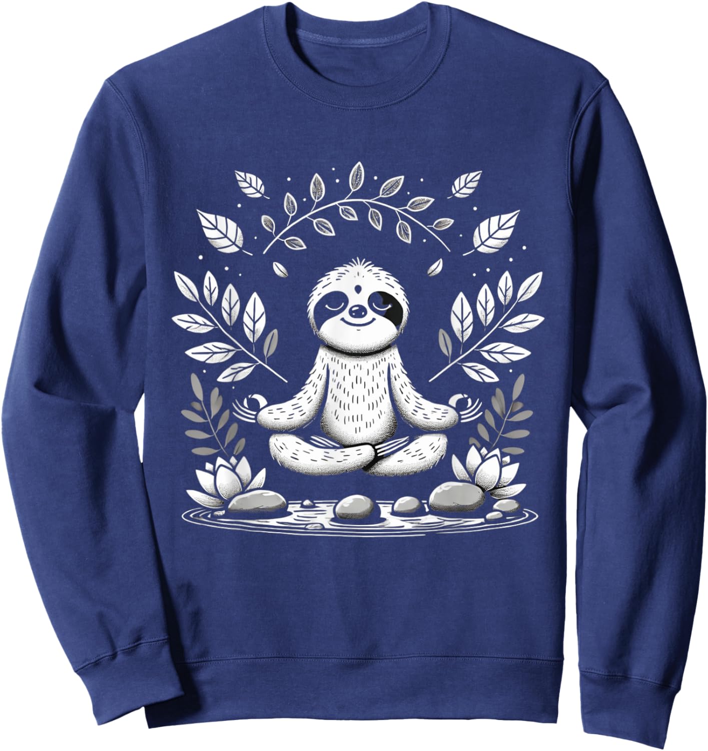 Cute Funny Sloth Meditating Meditation Peace Zen Sloth Sweatshirt - Sweatshirt | Navy