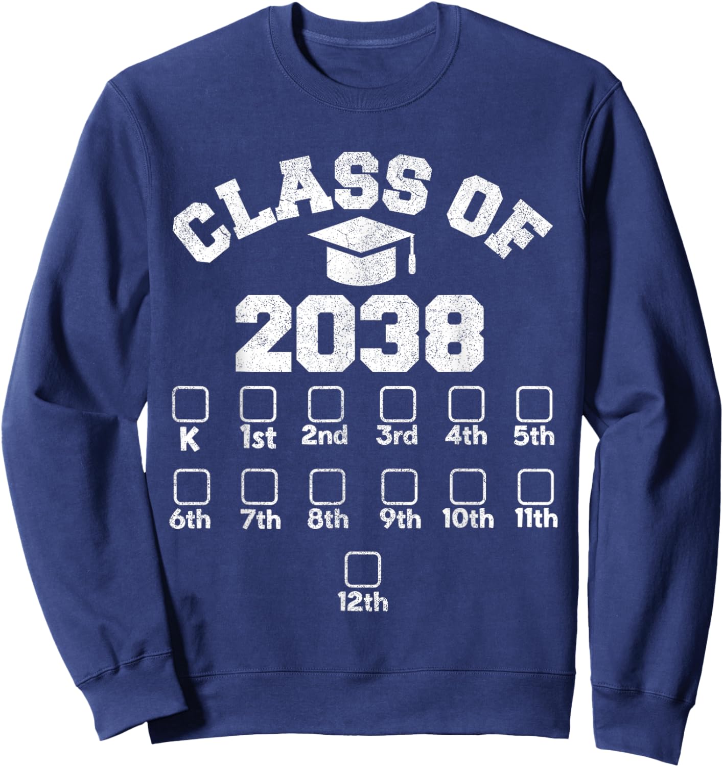 Class Of 2038 Handprint, Grow With Me Kindergarten Kid Sweatshirt - Sweatshirt | Navy