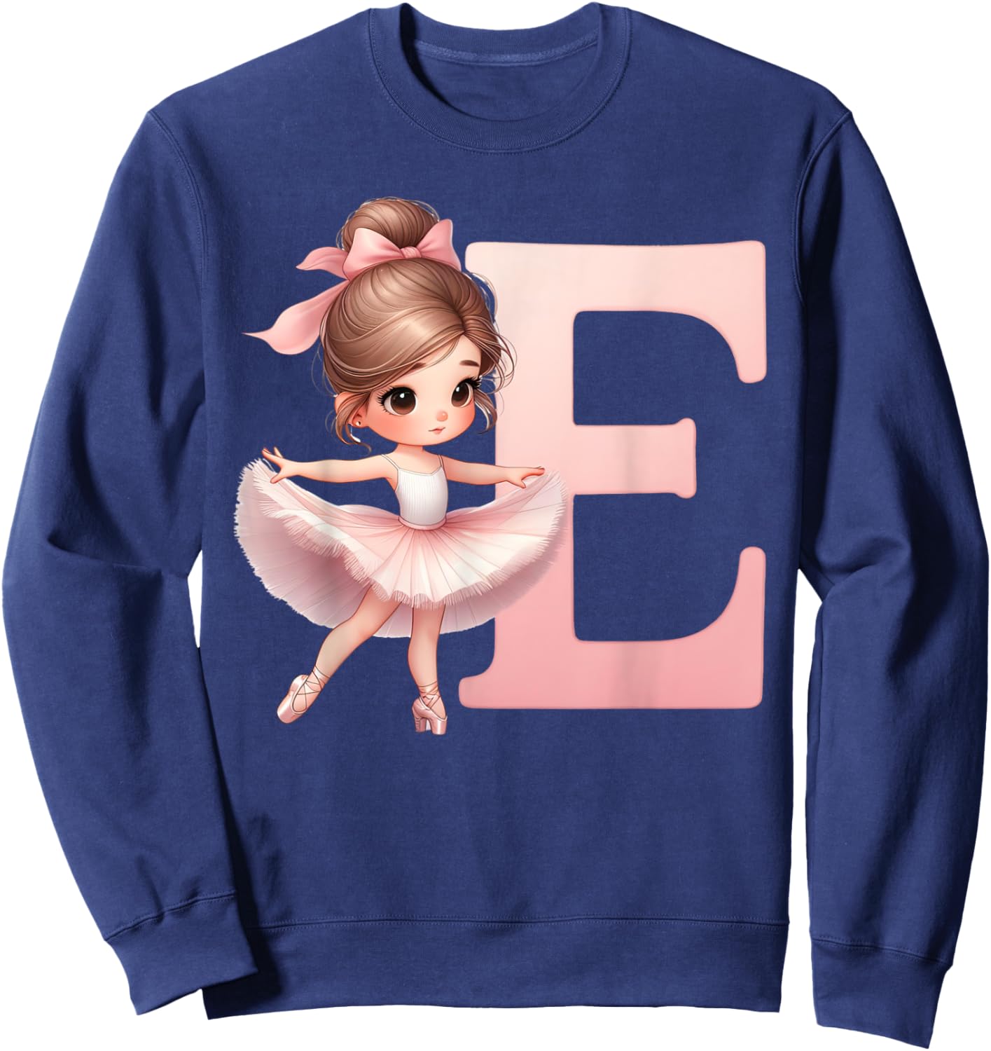 Ballerina Girl Dancing Name First Letter E Girly Tutu Ballet Sweatshirt - Sweatshirt | Navy