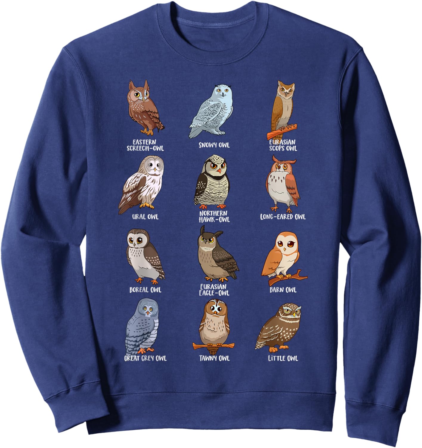 Cartoon Kawaii owls - Owl motif Sweatshirt - Sweatshirt | Navy