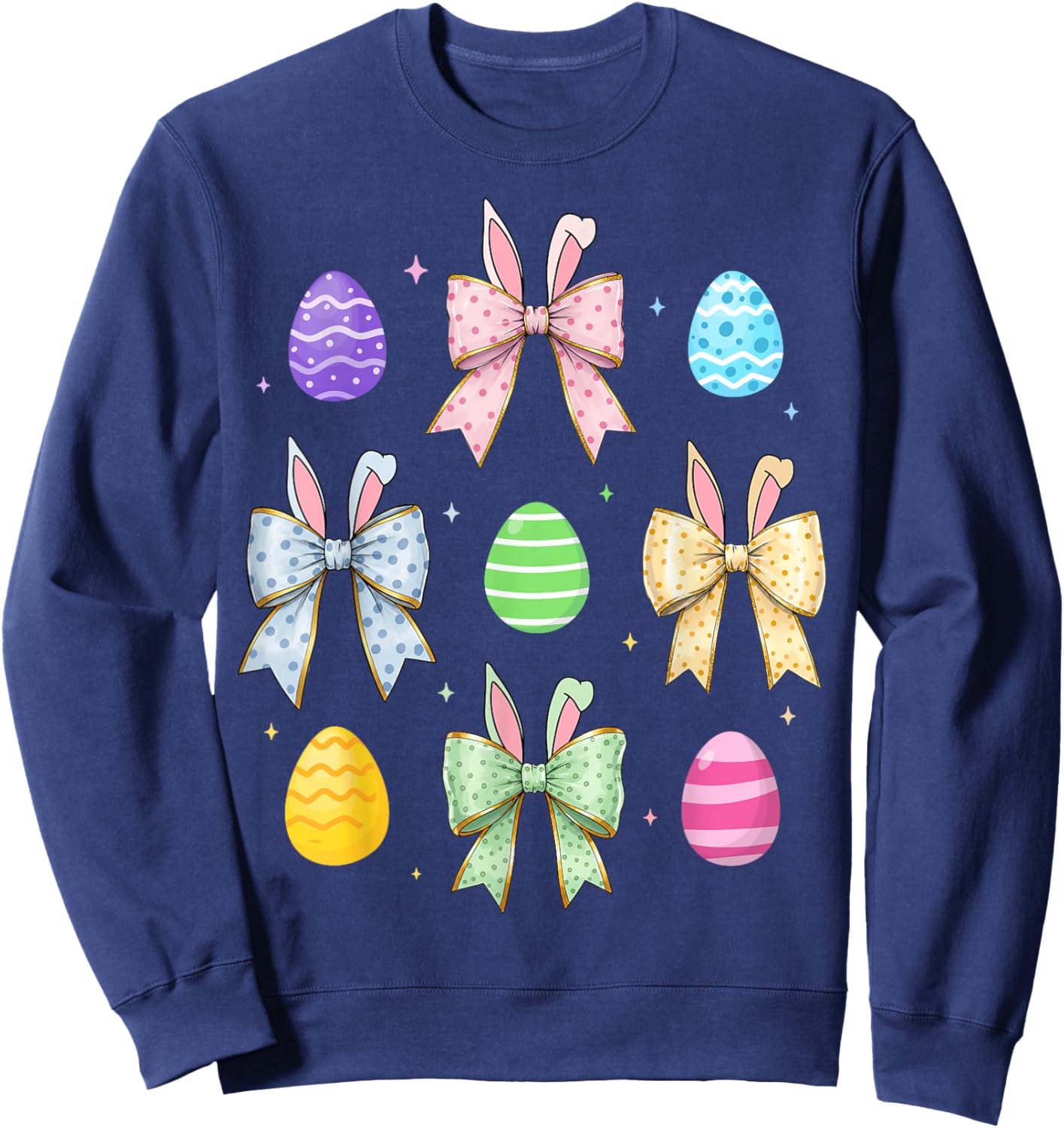 Retro Easter Day Cute Easter Eggs Coquette Bow Girl Women Sweatshirt - Sweatshirt | Navy