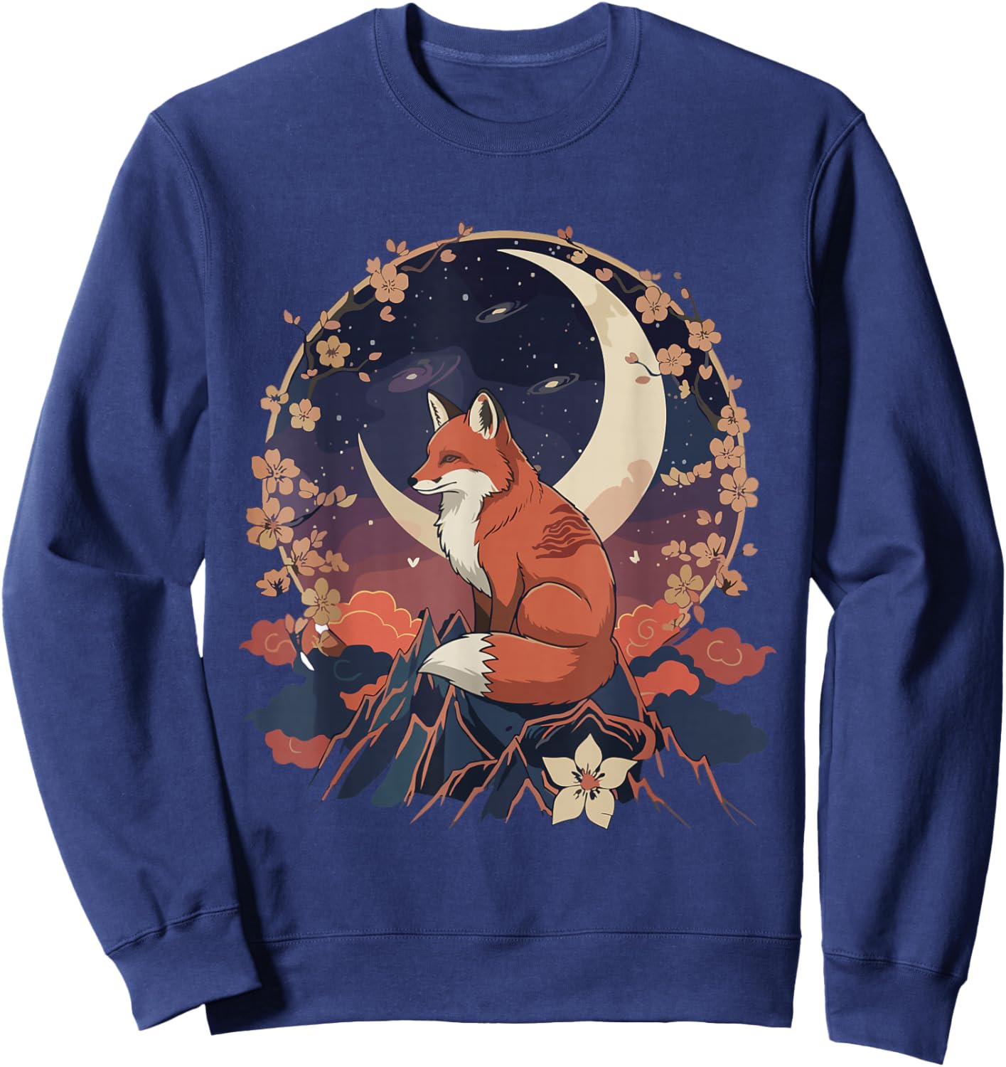 Kawaii Celestial Fox Japanese Anime T Shirts Men Women Kids Sweatshirt - Sweatshirt | Navy