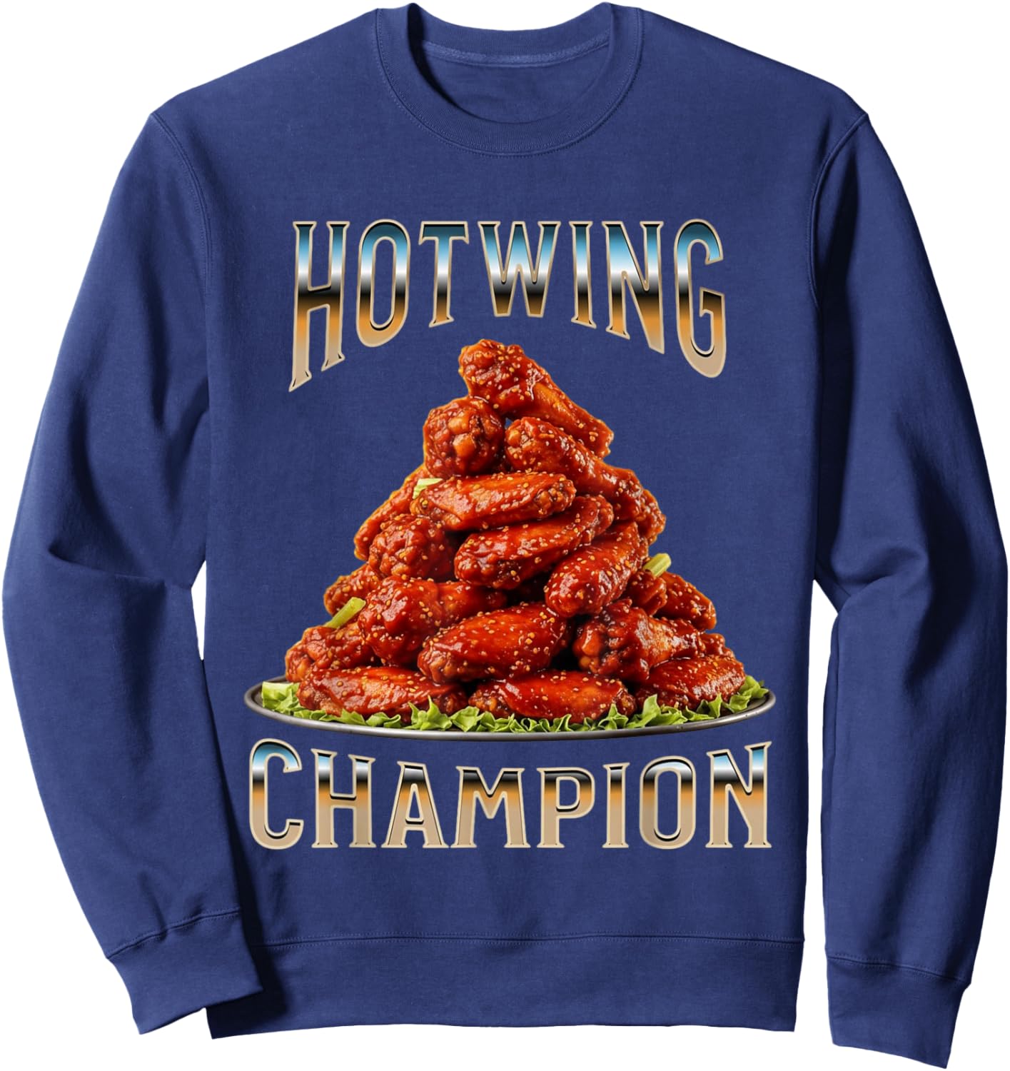 Hot Wing Champion Spicy Buffalo Chicken Wing Contest Winner Sweatshirt - Sweatshirt | Navy