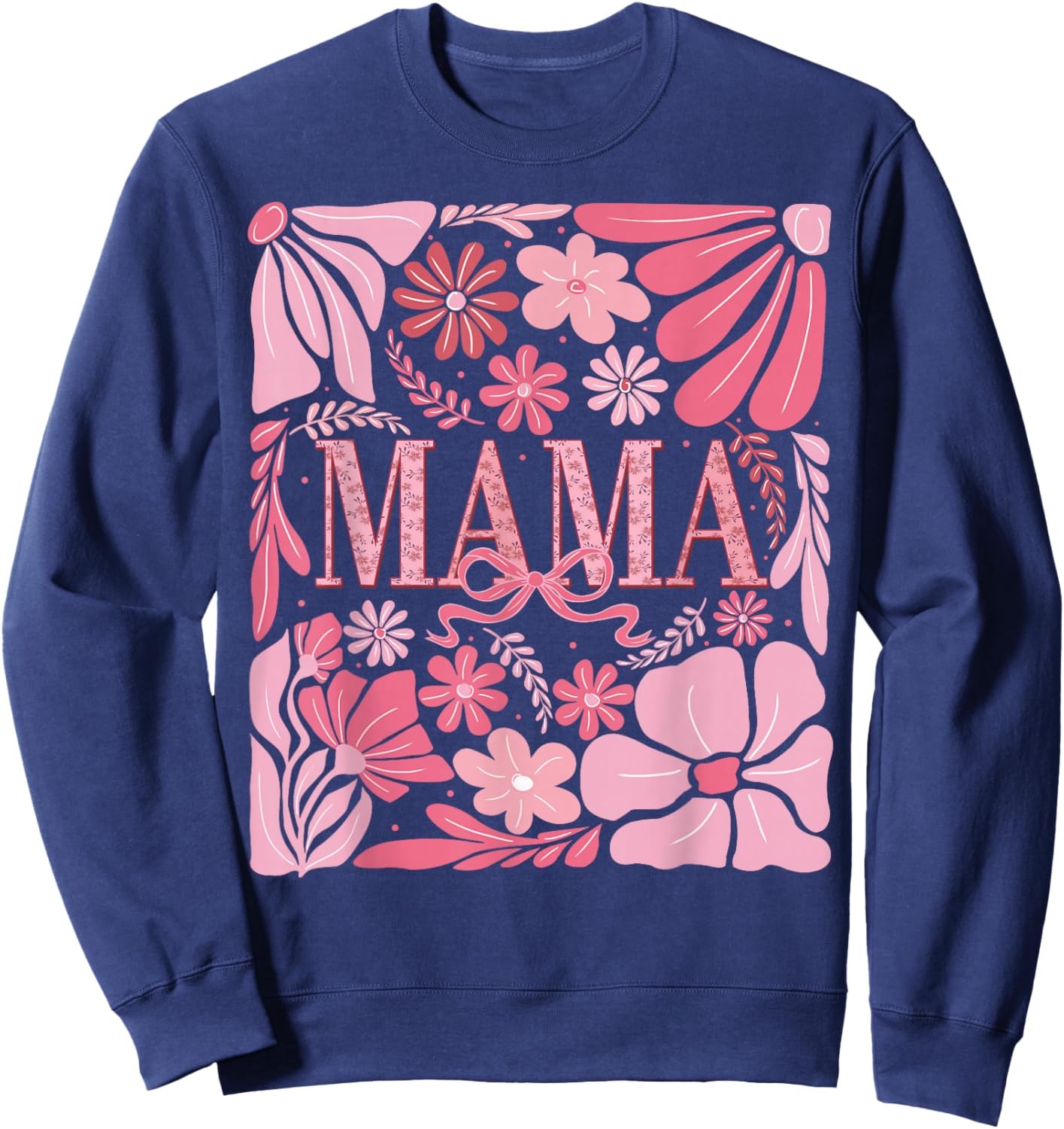 Floral Mama Coquette Boho Mama Mothers Day Retro Floral Sweatshirt - Sweatshirt | Navy