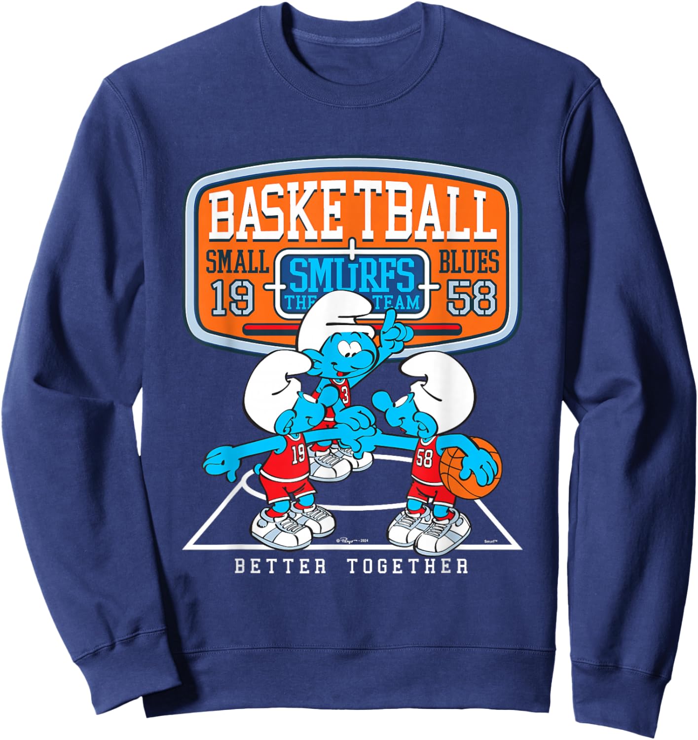 The Smurfs Basketball Team Better Together Big Chest Logo Sweatshirt - Sweatshirt | Navy