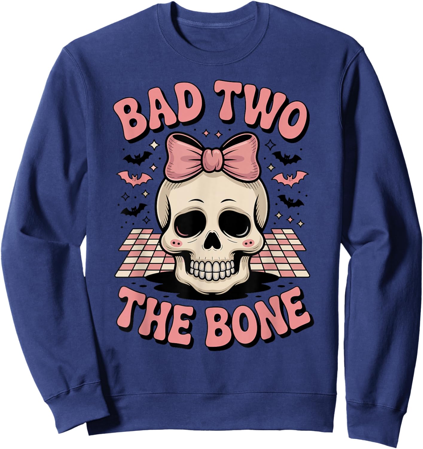 Halloween Skull Bow Sweatshirt - Sweatshirt | Navy
