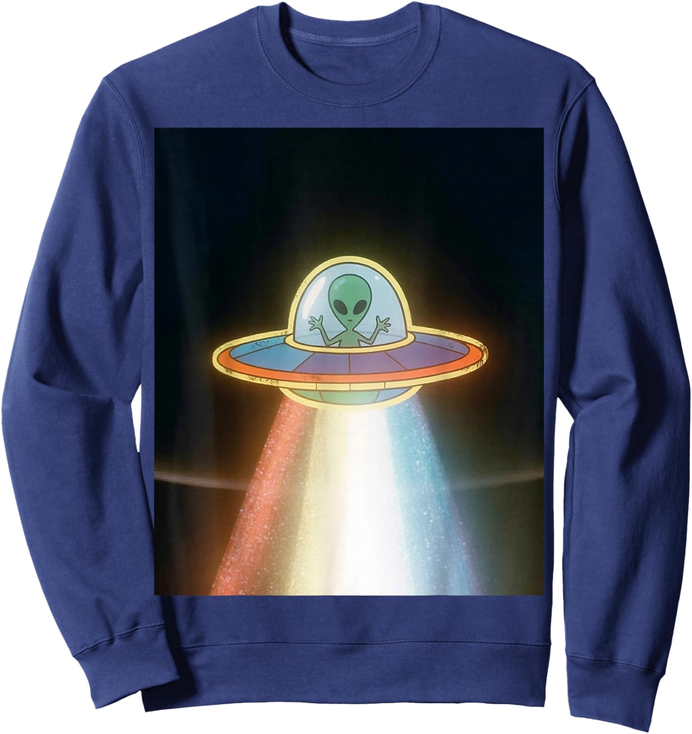 Alien UFO Colorful Lights for Alien Lover Retro Sci-Fi Gifts Sweatshirt - Sweatshirt | Navy