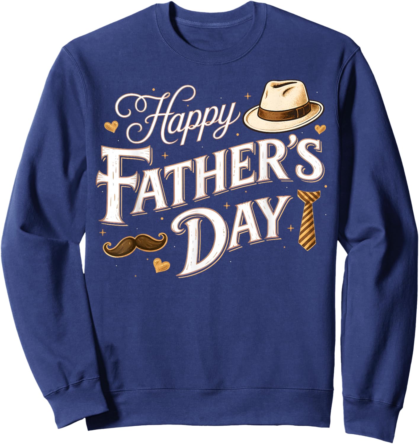 Happy Fathers Day Classic Vintage Retro Dad Grandpa Papa Men Sweatshirt - Sweatshirt | Navy