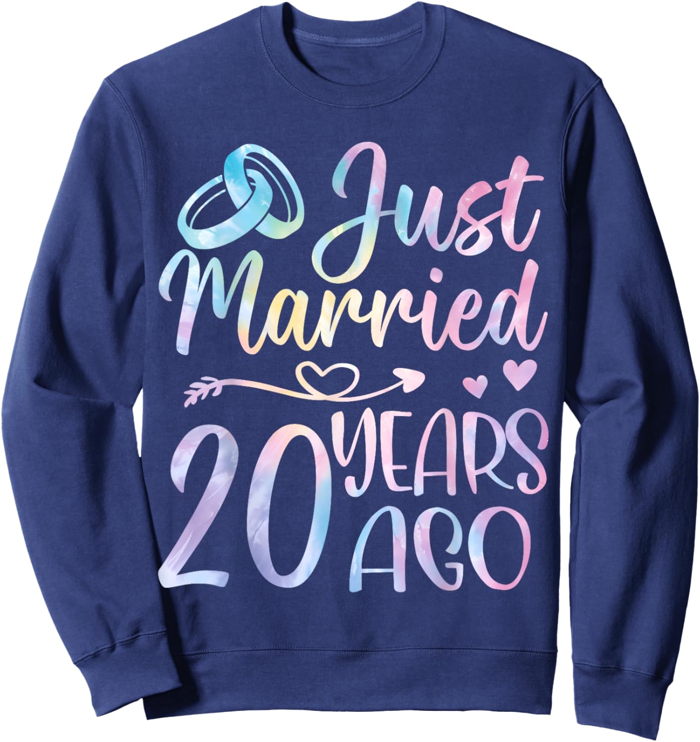 Just Married 20 Years Ago Couple 20th Wedding Anniversary Sweatshirt - Sweatshirt | Navy