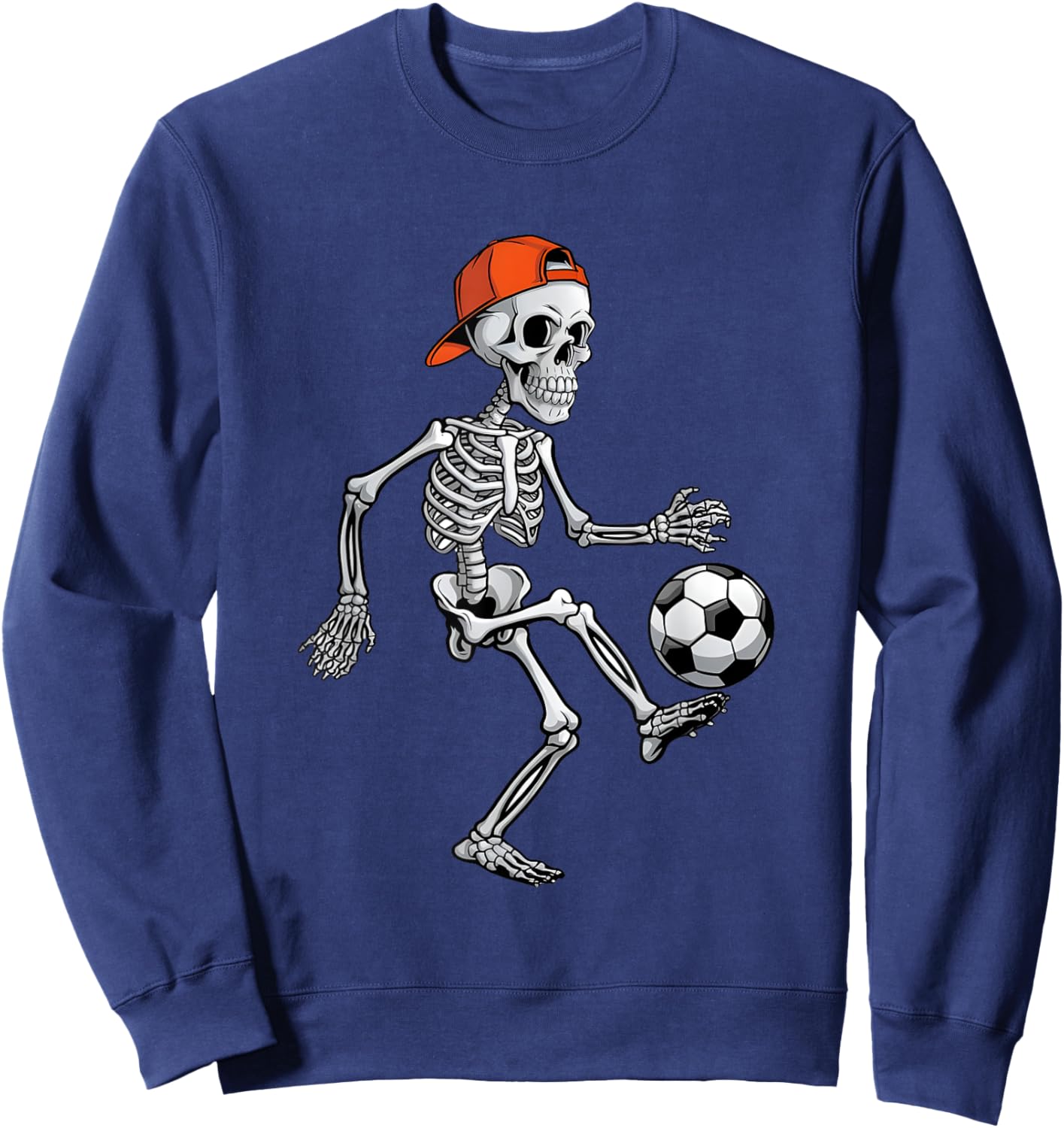 Skeleton Soccer Halloween Costume Funny Men Boys Kids Sweatshirt - Sweatshirt | Navy