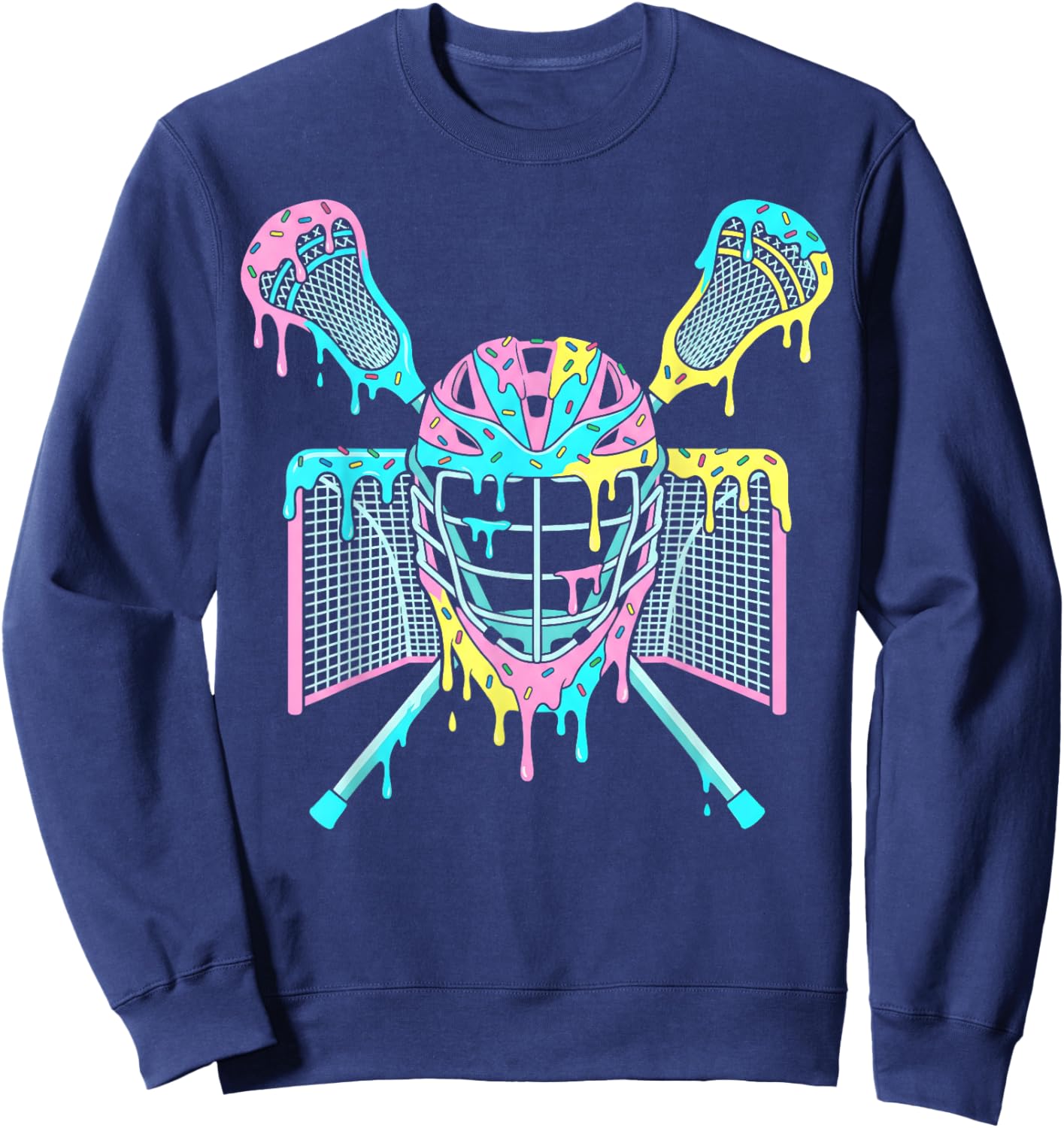 Lacrosse Ice Cream Drip Lax Goalie Helmet Stick Youth Player Sweatshirt - Sweatshirt | Navy