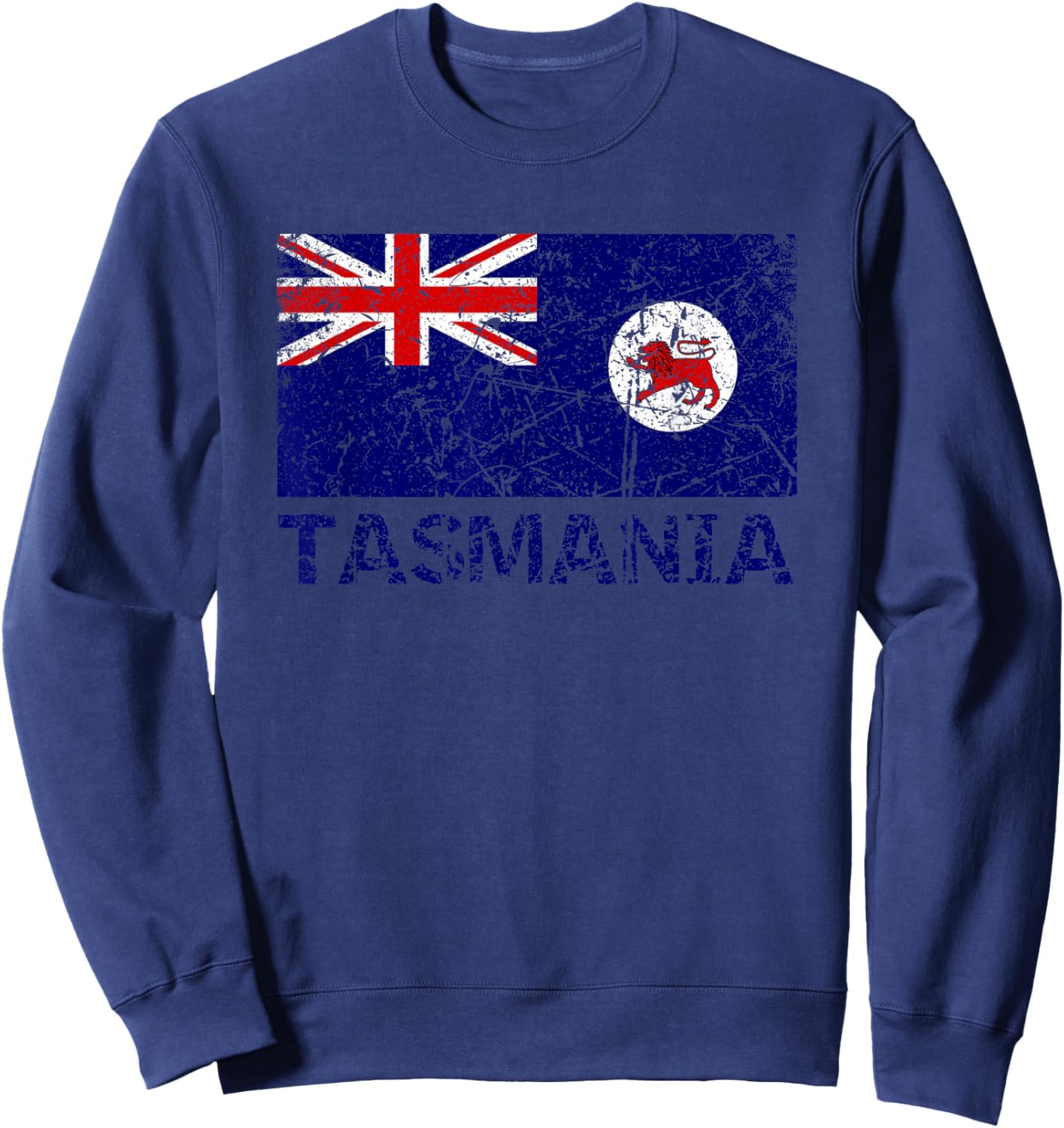 Tasmanian Flag Of Tasmania Distressed Men Women Kids Tassie Sweatshirt - Sweatshirt | Navy
