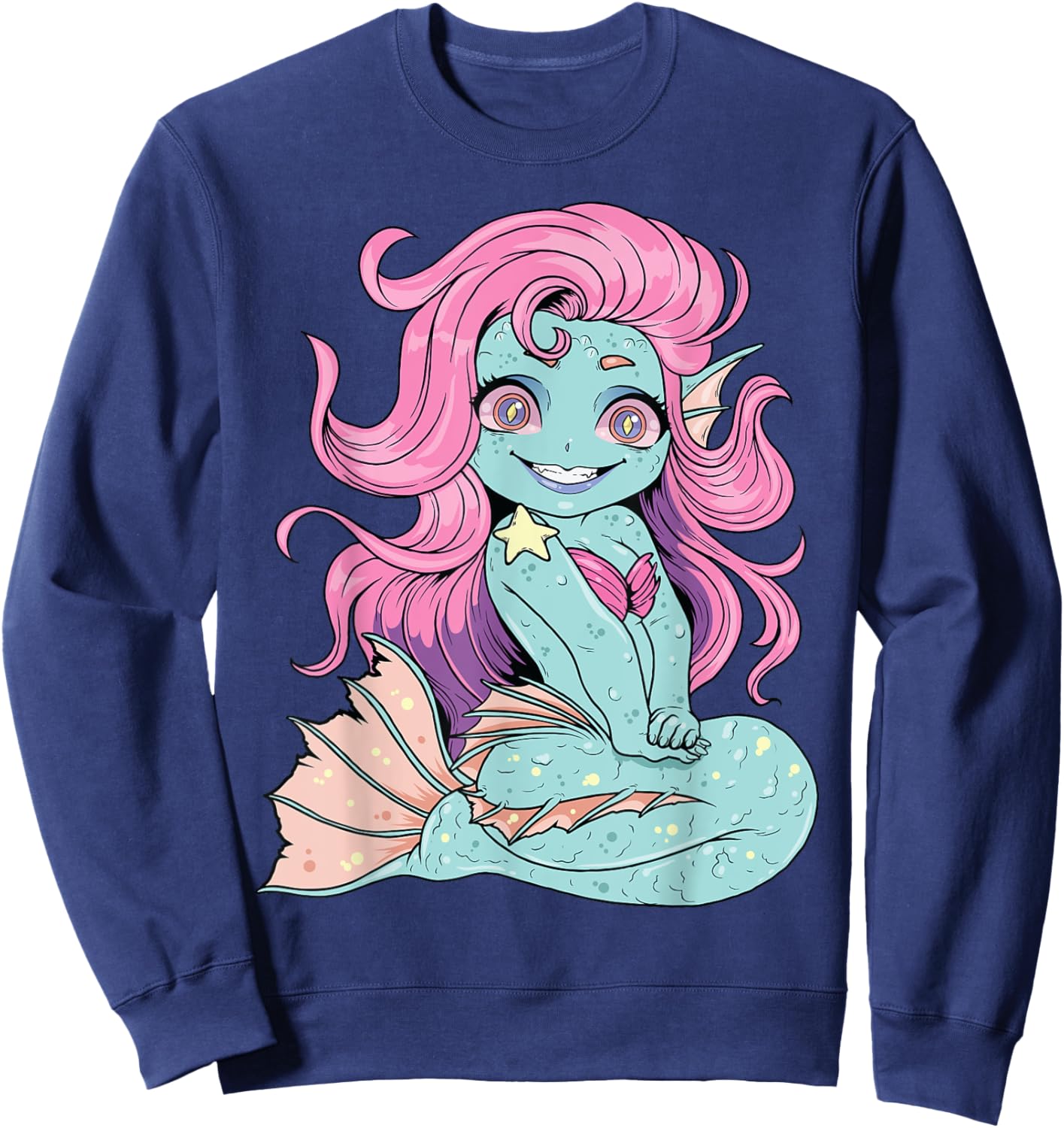 Pastel Goth Mermaid Shirt Kawaii Zombie Mermaid Cute Witchy Sweatshirt - Sweatshirt | Navy
