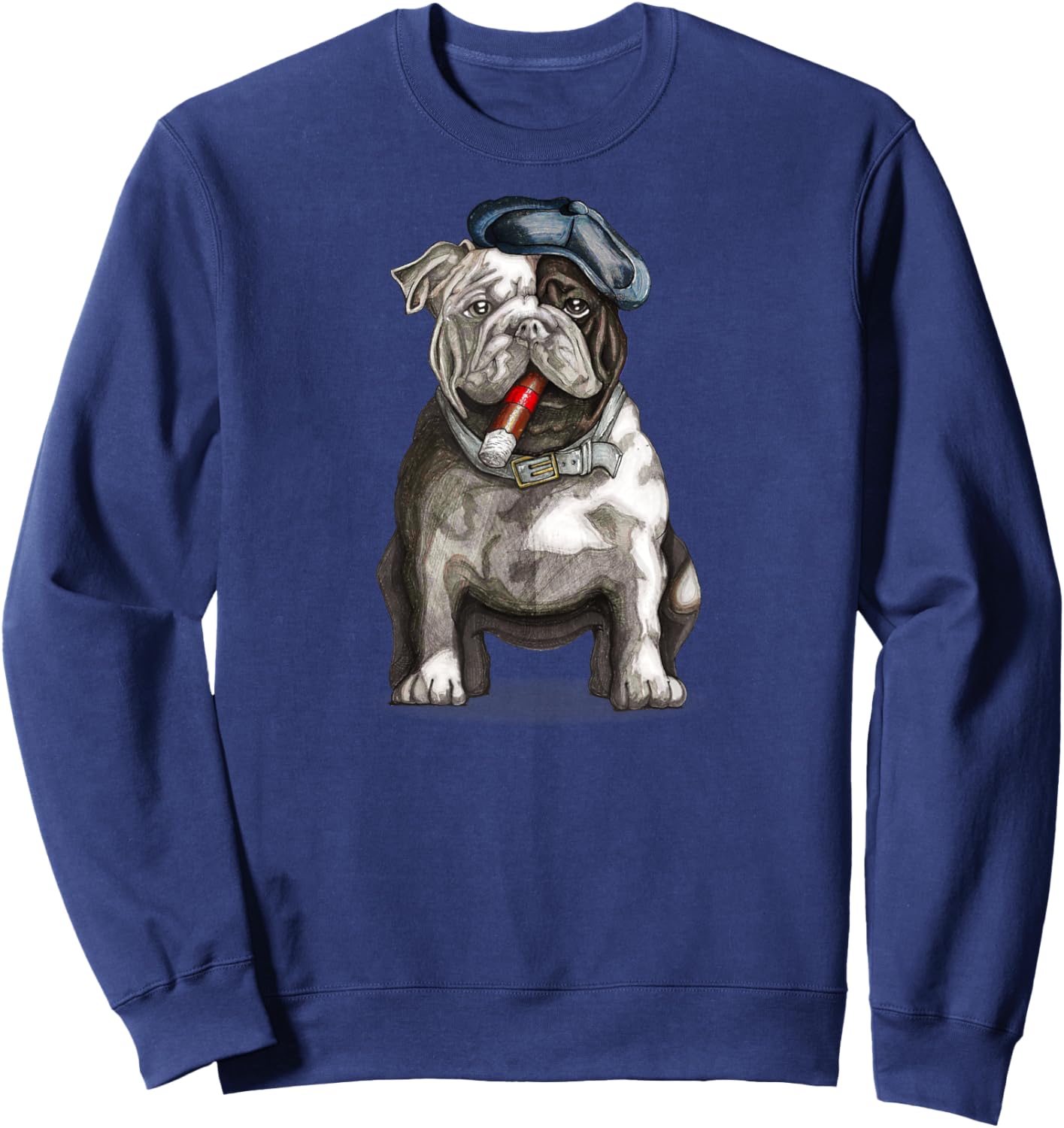 Bulldog Brooklyn New York Premium Cigar Men Women Sweatshirt - Sweatshirt | Navy
