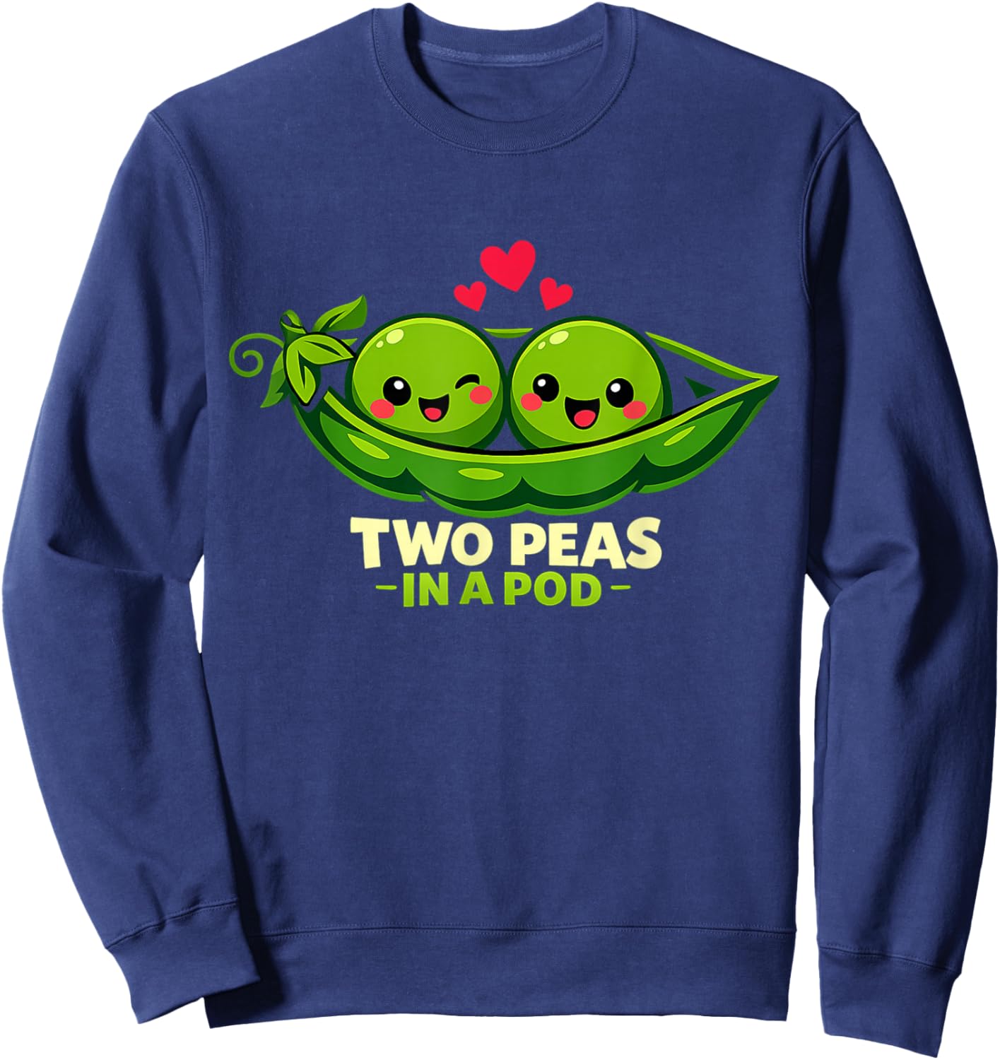 Two Peas in A Pod Cute Peapod Friends Matching Art Couple Sweatshirt - Sweatshirt | Navy
